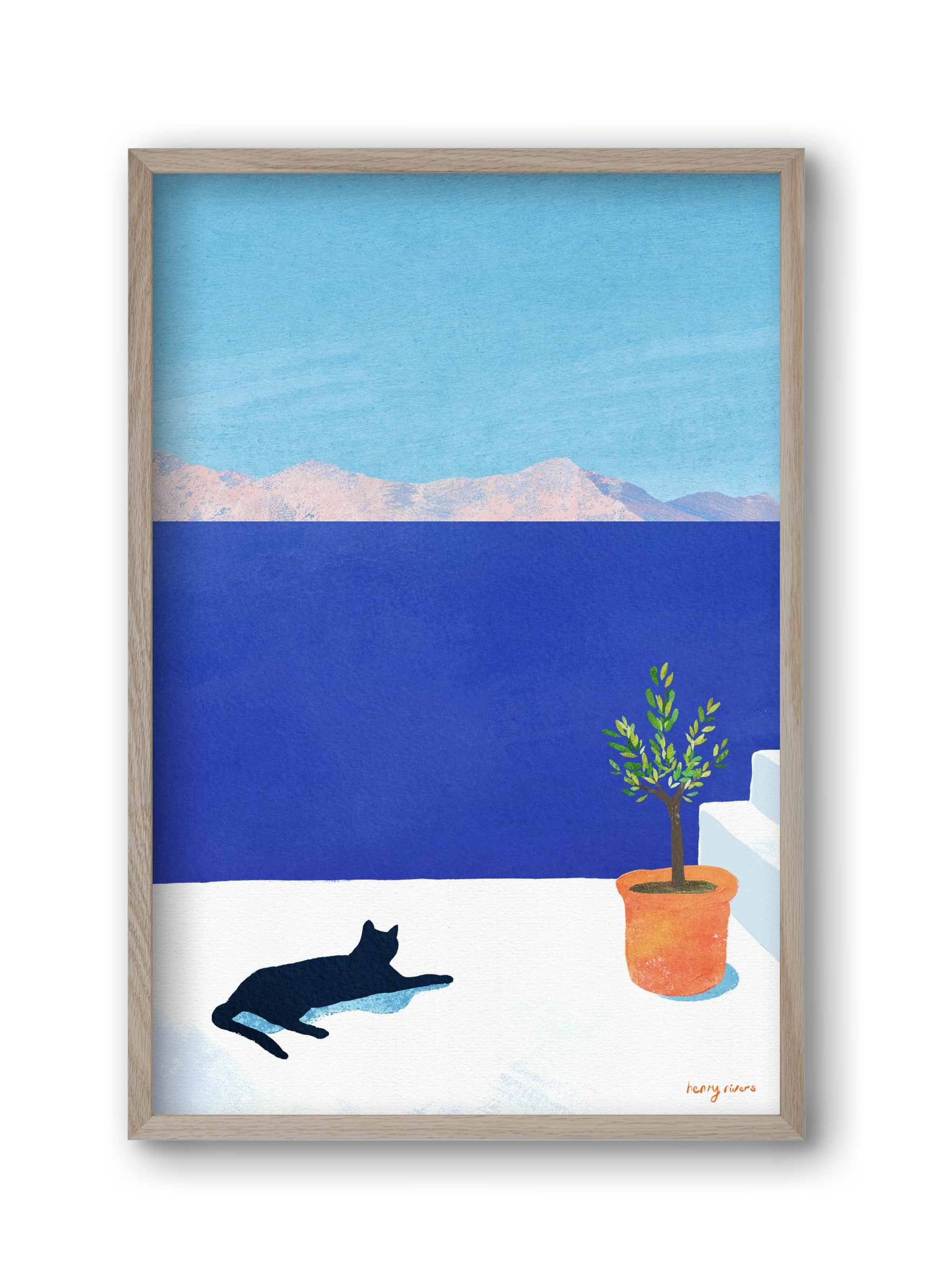 Siesta on the roof, 30x45 cm (30x45 cm), Tölgy keret