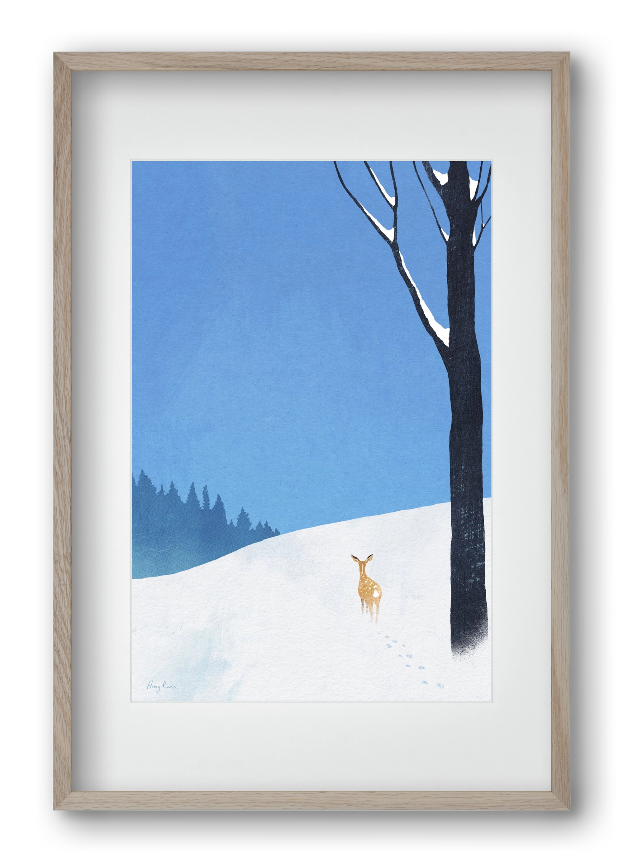 Deer, 40x60 cm (30x45 cm), Tölgy keret, paszpartuval