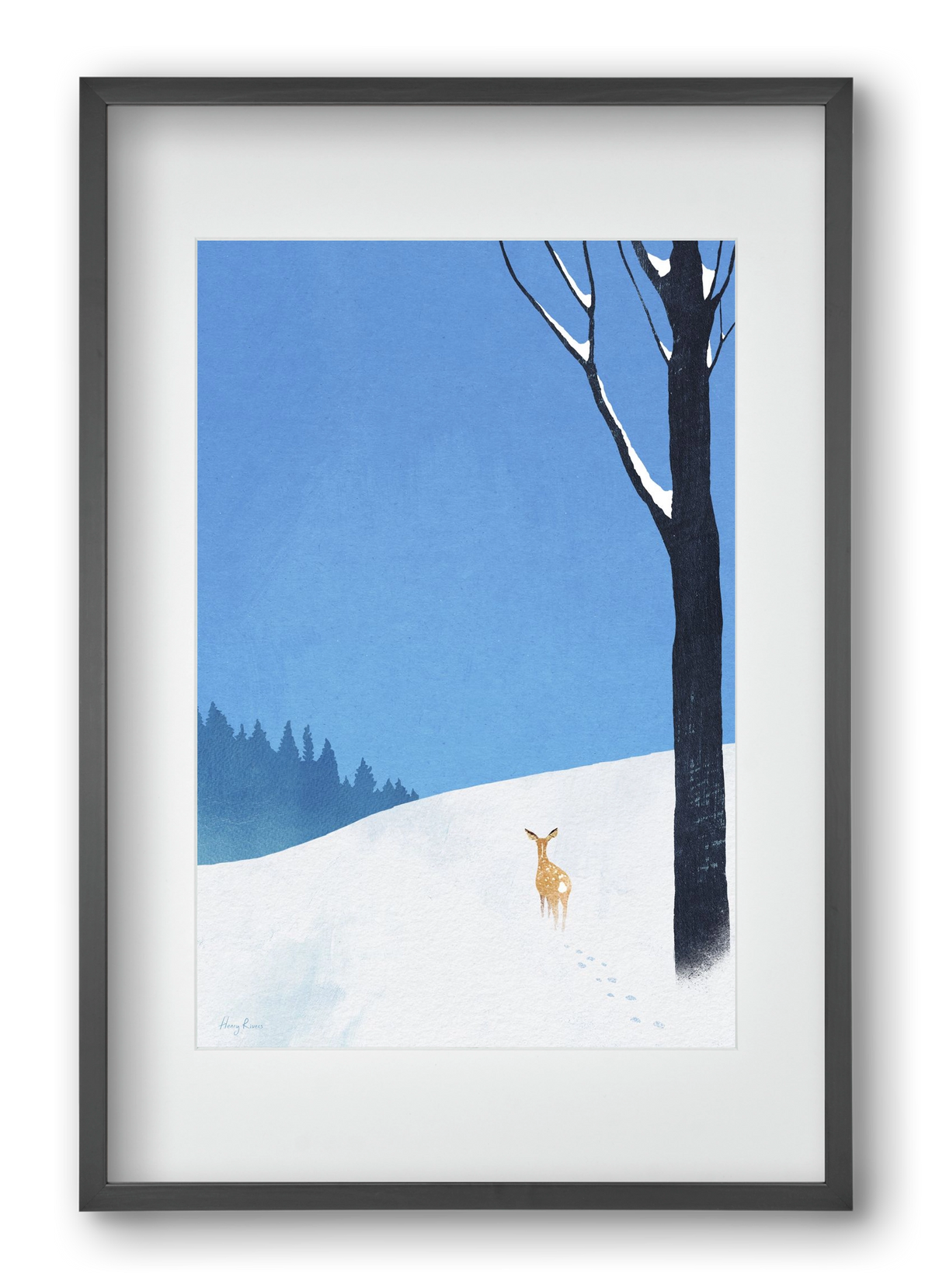 Deer, 40x60 cm (30x45 cm), Fekete keret, paszpartuval