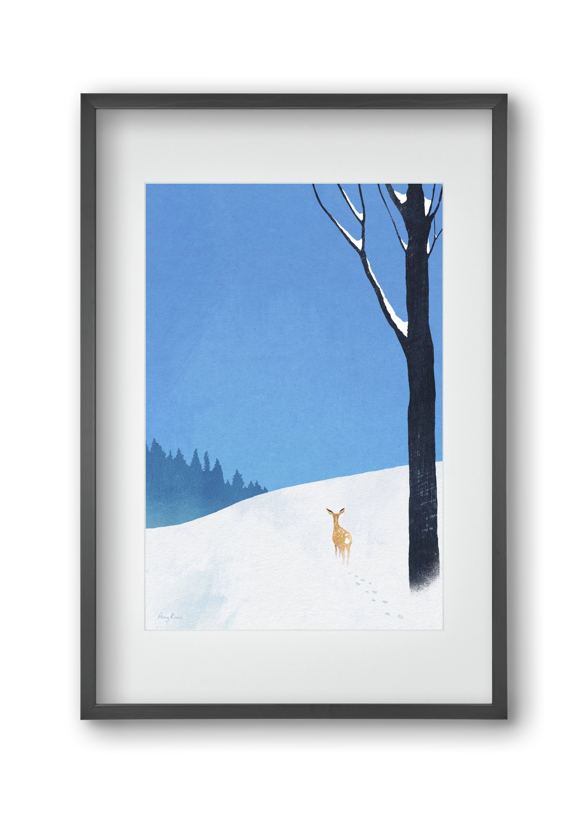 Deer, 30x45 cm (20x30 cm), Fekete keret, paszpartuval