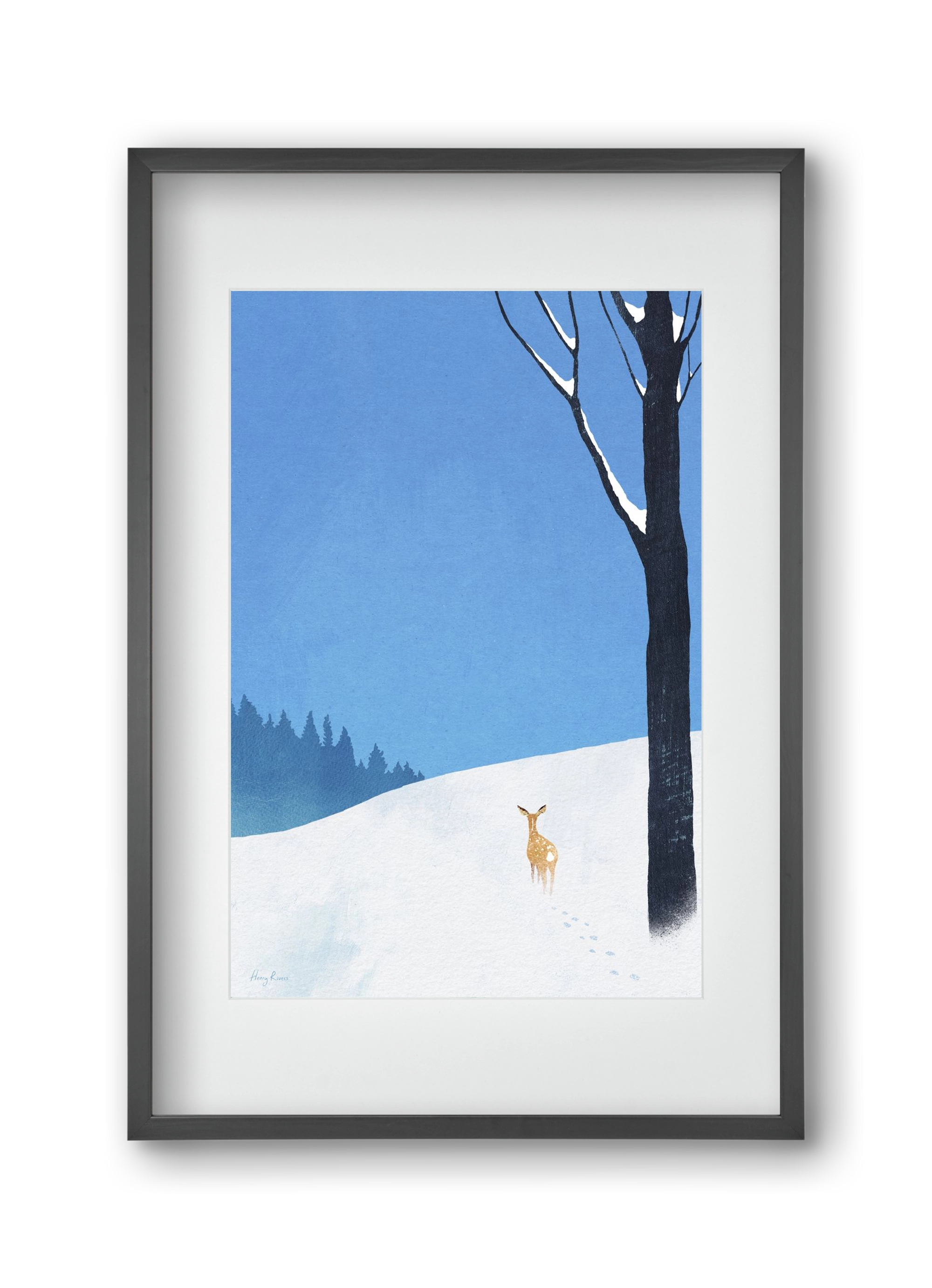 Deer, 30x45 cm (20x30 cm), Fekete keret, paszpartuval