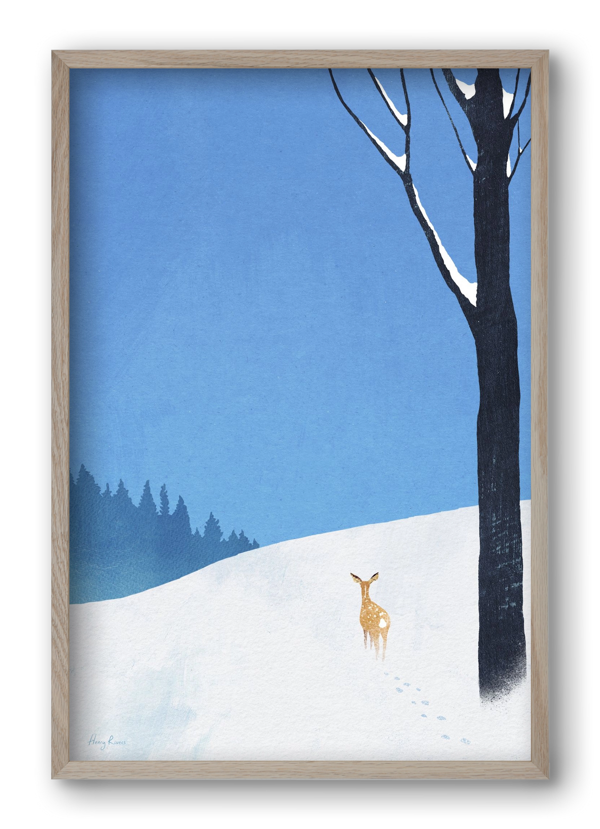 Deer, 40x60 cm (40x60 cm), Tölgy keret