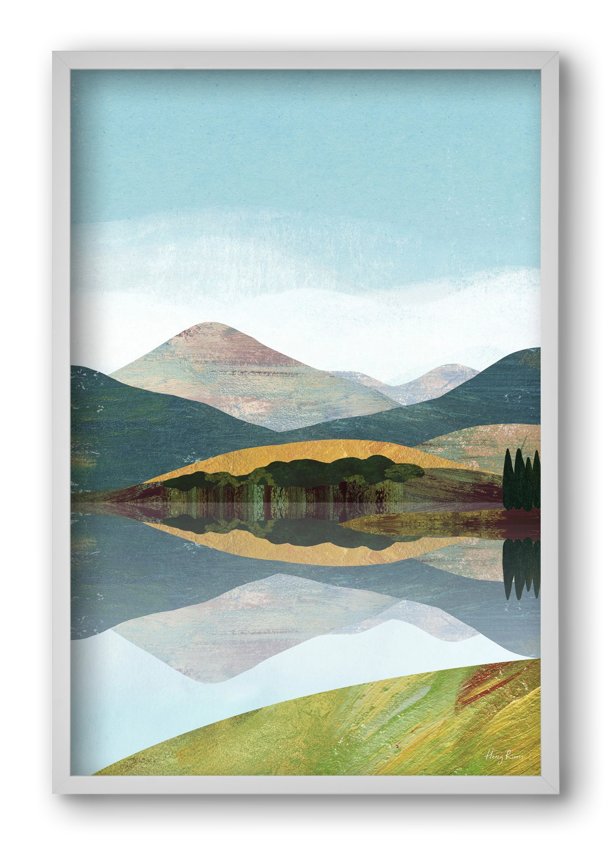 Mountain lake, 40x60 cm (40x60 cm), Fehér keret