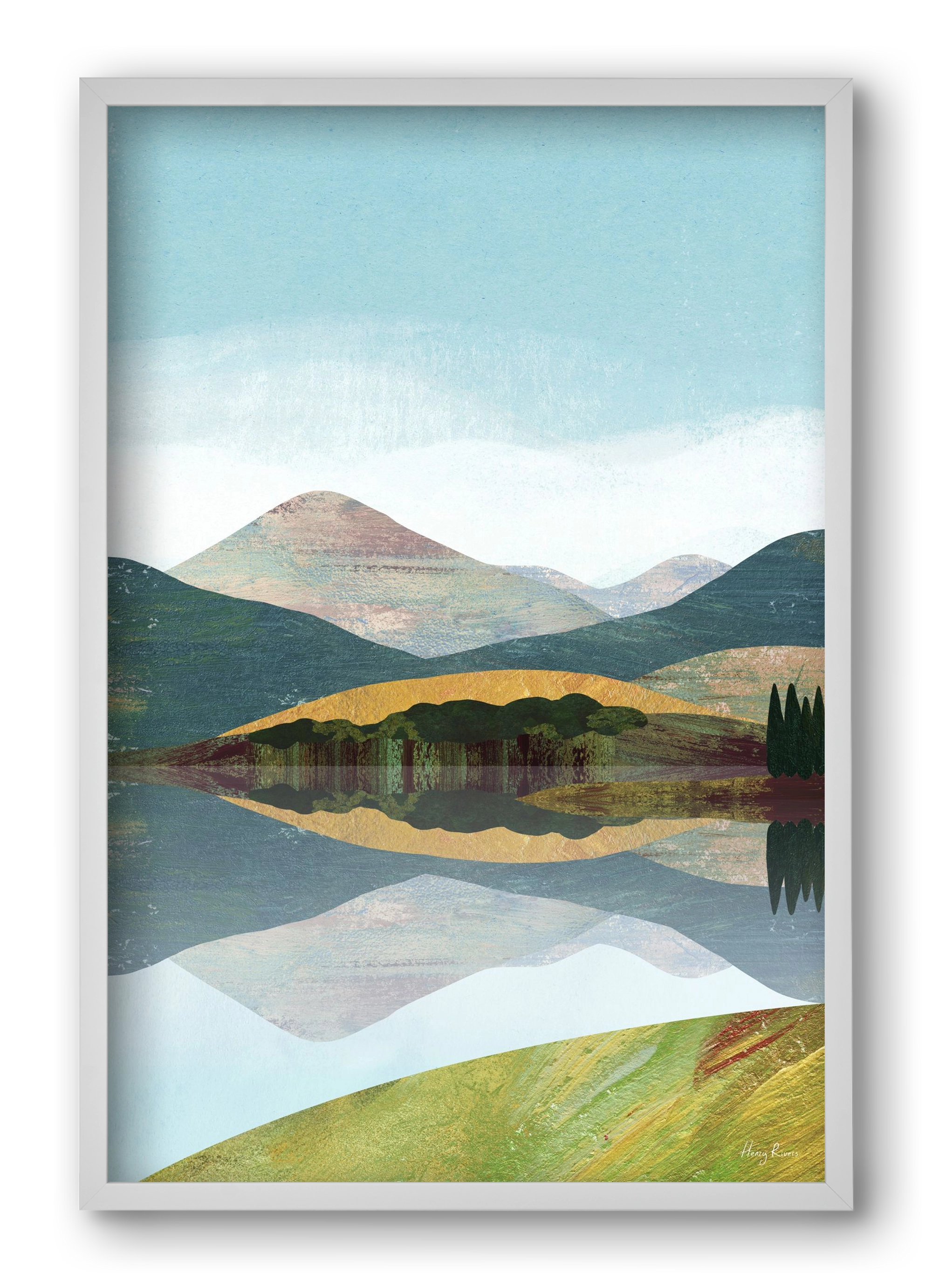 Mountain lake, 40x60 cm (40x60 cm), Fehér keret