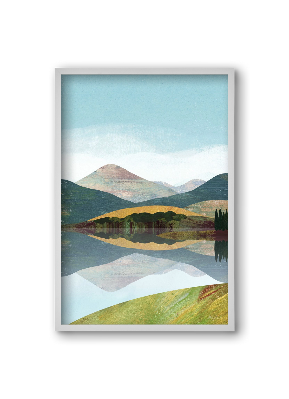 Mountain lake, 20x30 cm (20x30 cm), Fehér keret