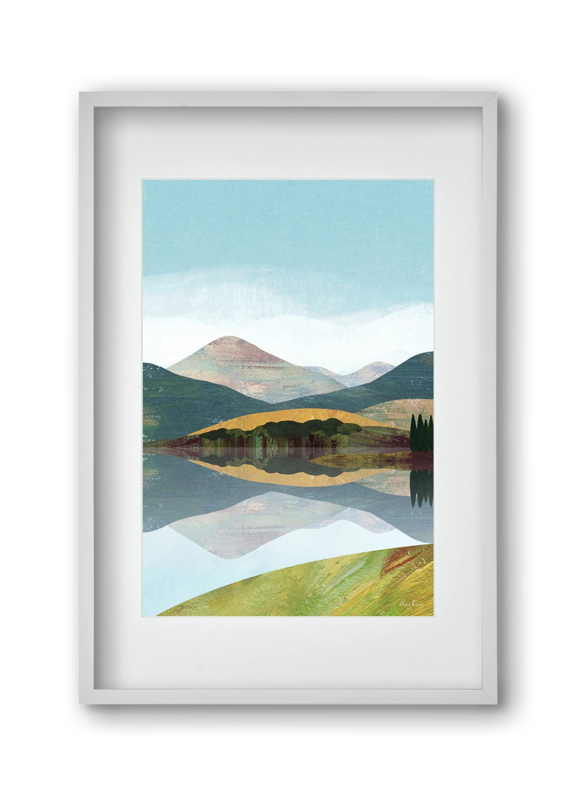 Mountain lake, 30x45 cm (20x30 cm), Fehér keret, paszpartuval