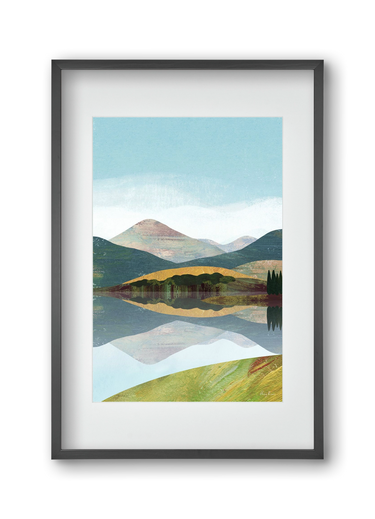 Mountain lake, 30x45 cm (20x30 cm), Fekete keret, paszpartuval