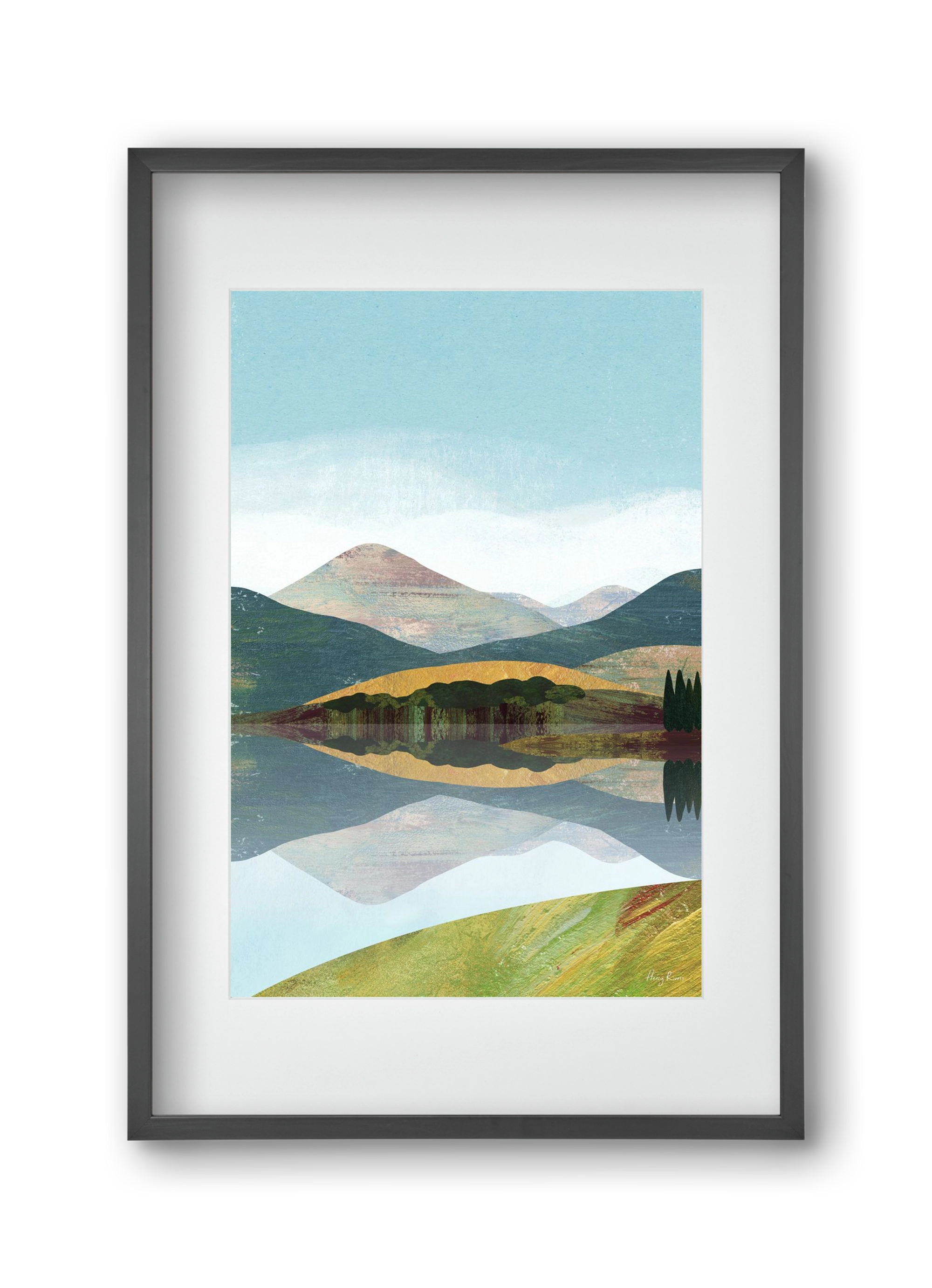 Mountain lake, 30x45 cm (20x30 cm), Fekete keret, paszpartuval