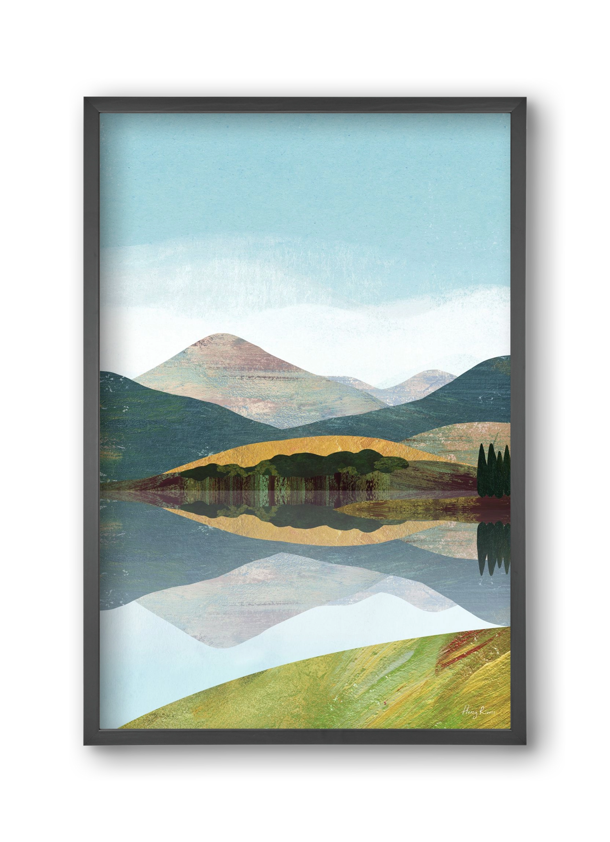 Mountain lake, 30x45 cm (30x45 cm), Fekete keret