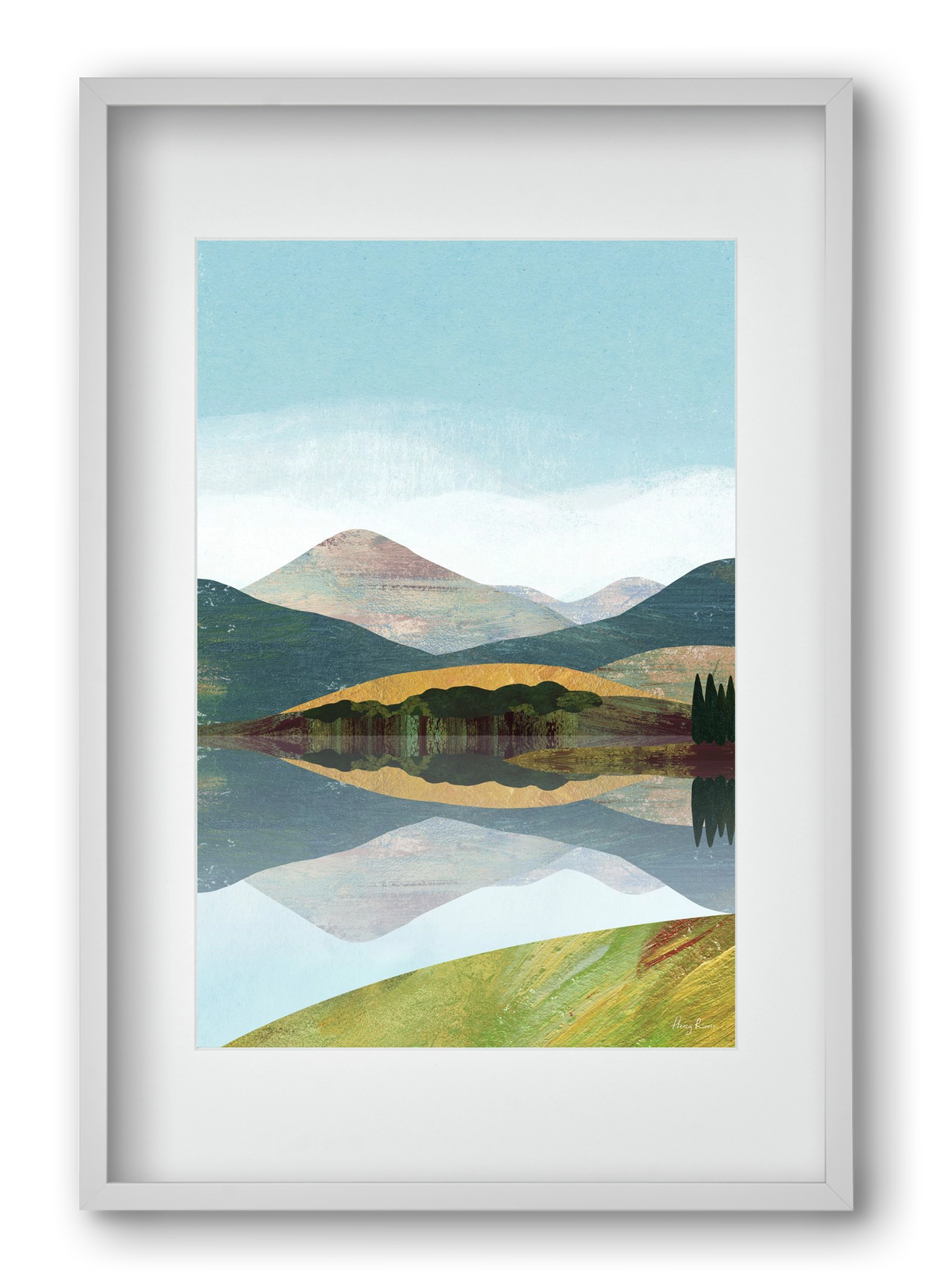 Mountain lake, 40x60 cm (30x45 cm), Fehér keret, paszpartuval