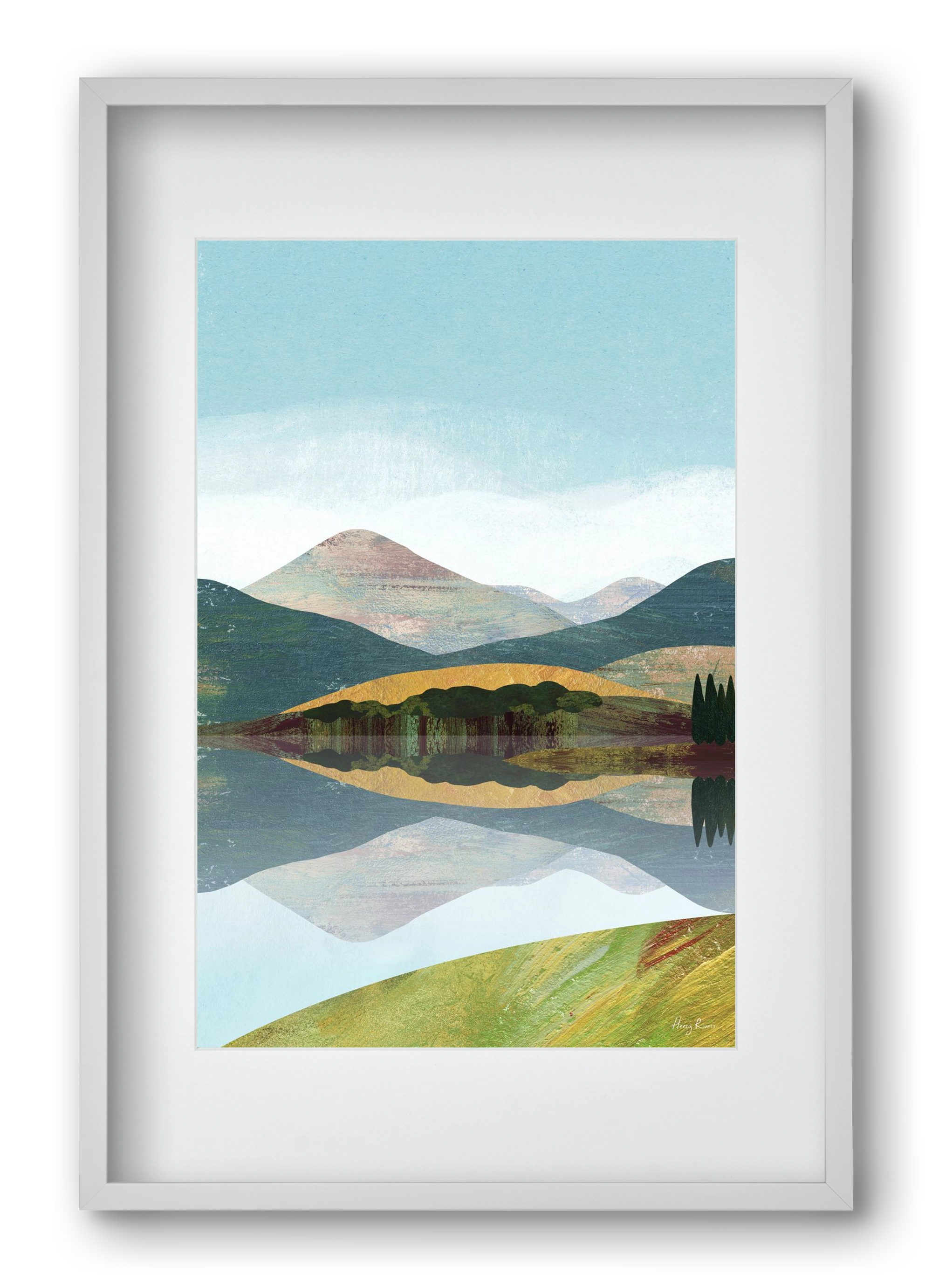 Mountain lake, 40x60 cm (30x45 cm), Fehér keret, paszpartuval