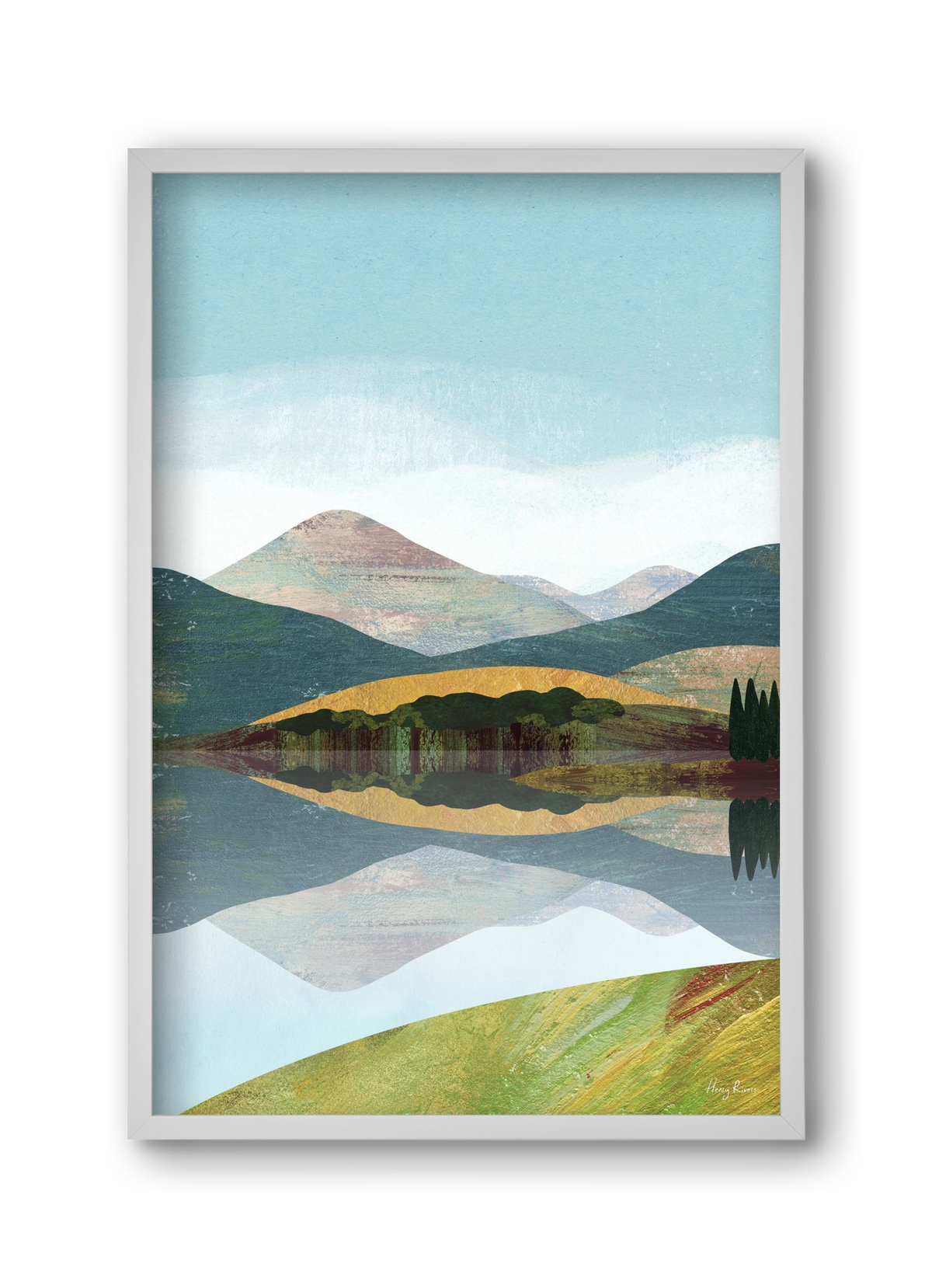 Mountain lake, 30x45 cm (30x45 cm), Fehér keret