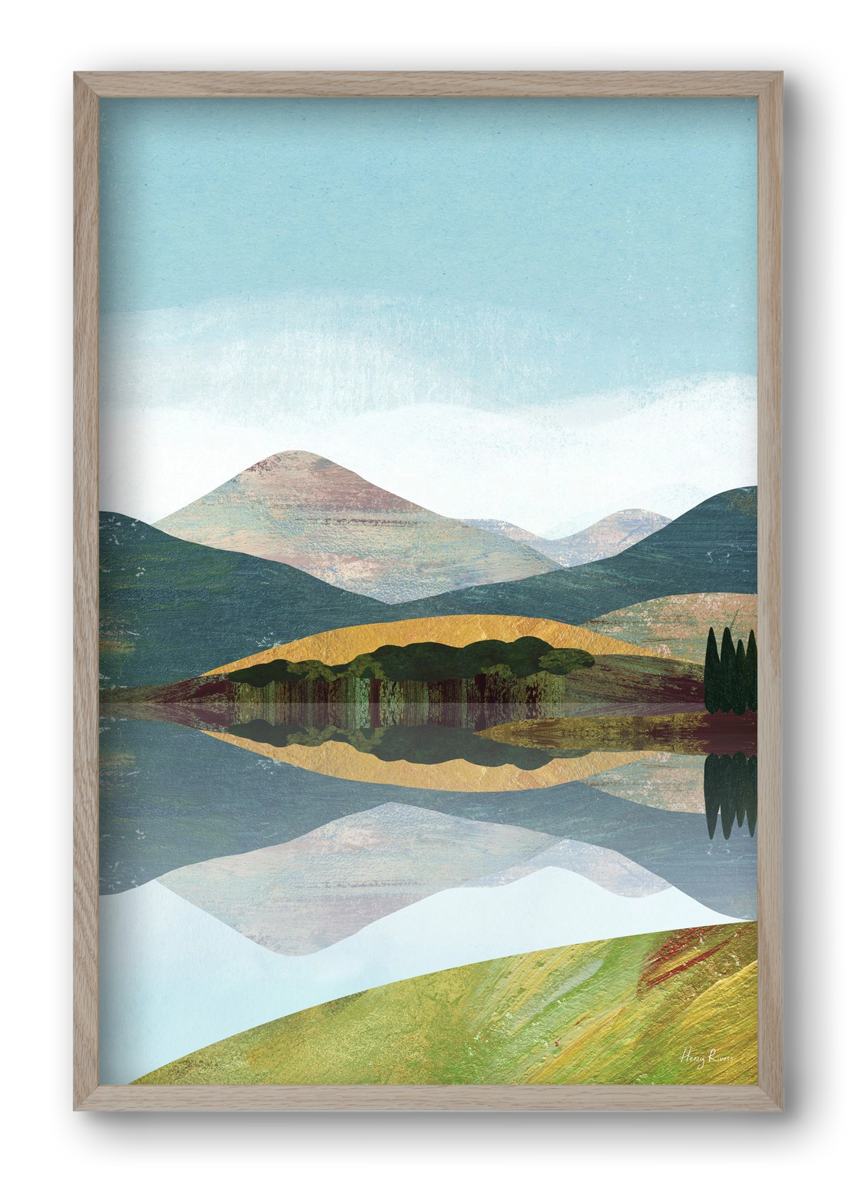 Mountain lake, 40x60 cm (40x60 cm), Tölgy keret