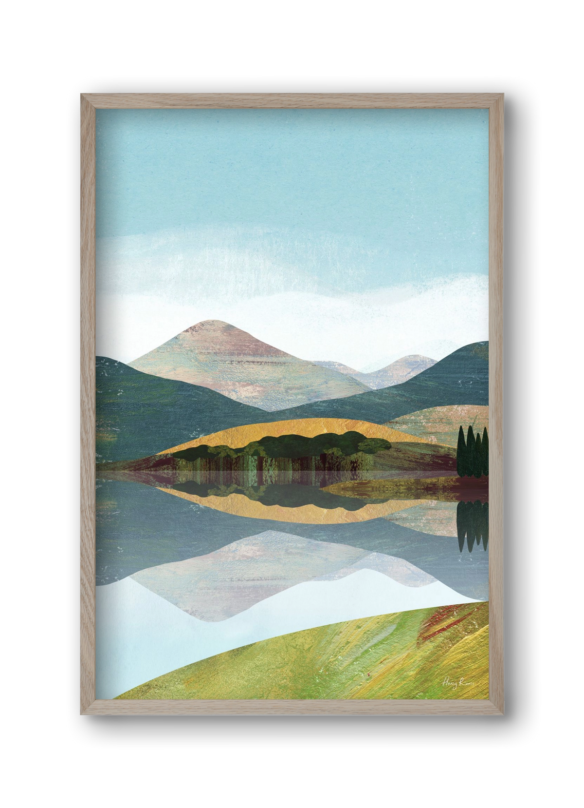 Mountain lake, 30x45 cm (30x45 cm), Tölgy keret