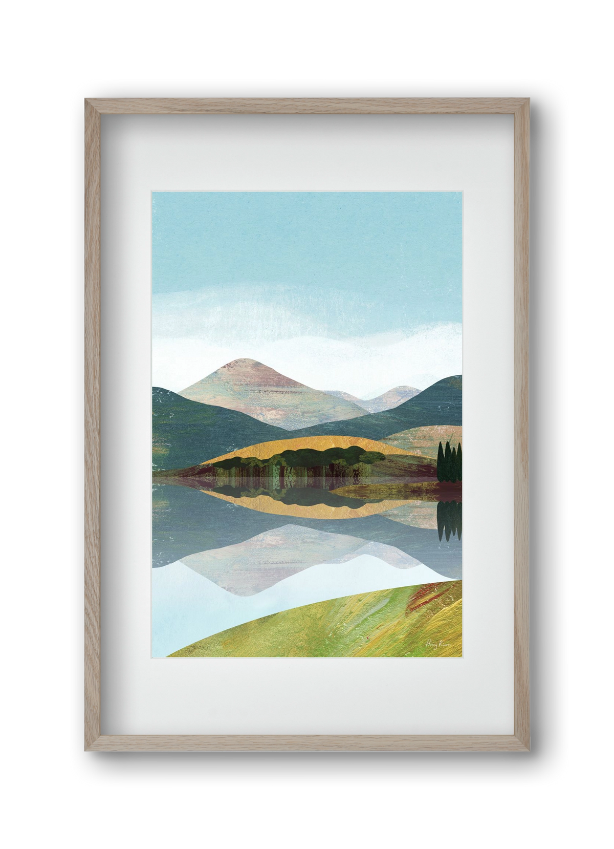 Mountain lake, 30x45 cm (20x30 cm), Tölgy keret, paszpartuval