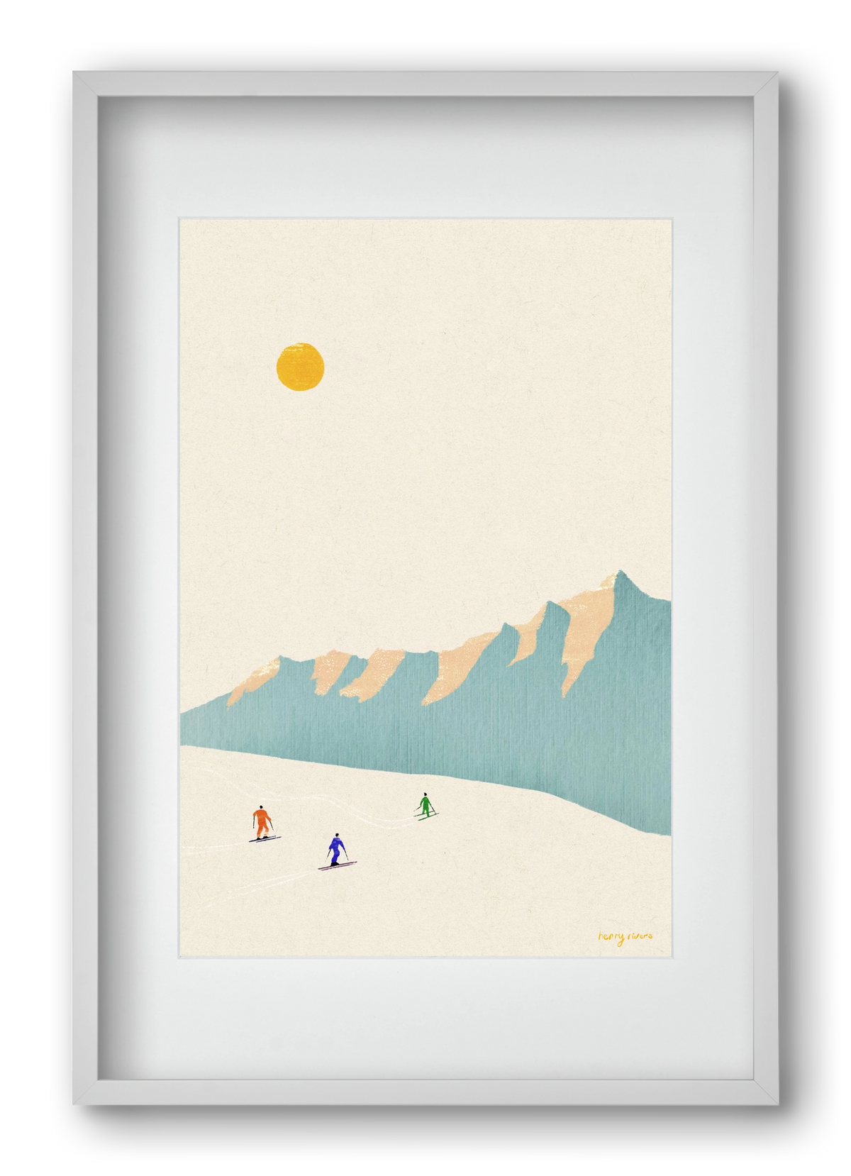 Happy skiers, 40x60 cm (30x45 cm), Fehér keret, paszpartuval