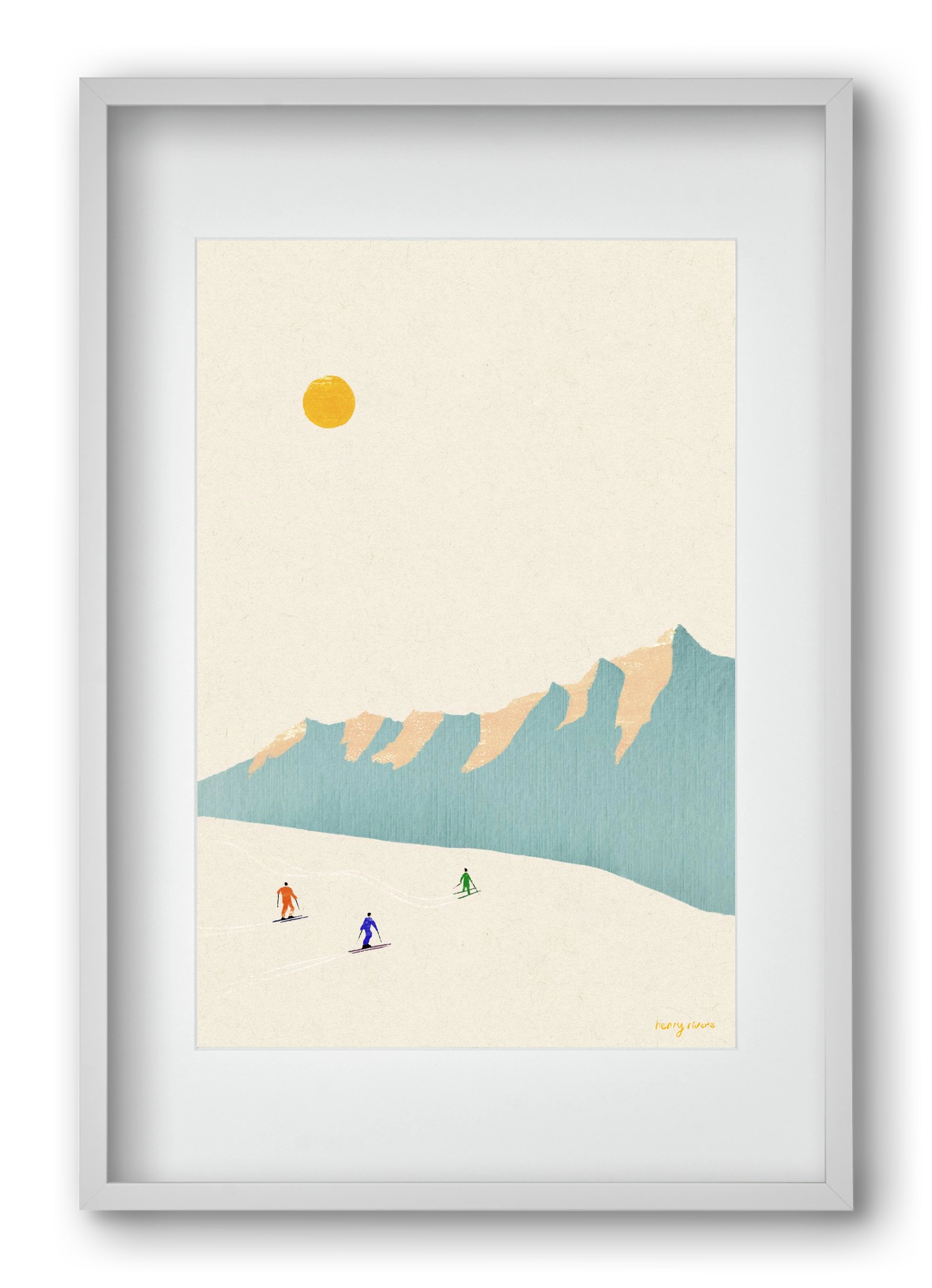 Happy skiers, 40x60 cm (30x45 cm), Fehér keret, paszpartuval