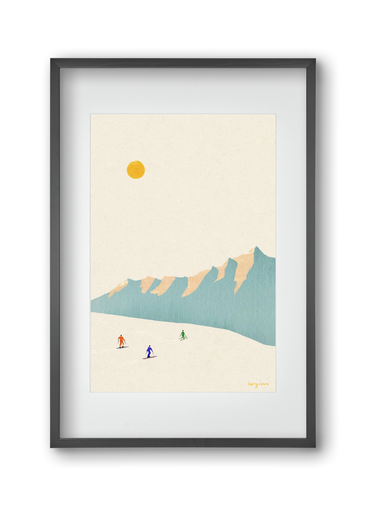 Happy skiers, 30x45 cm (20x30 cm), Fekete keret, paszpartuval
