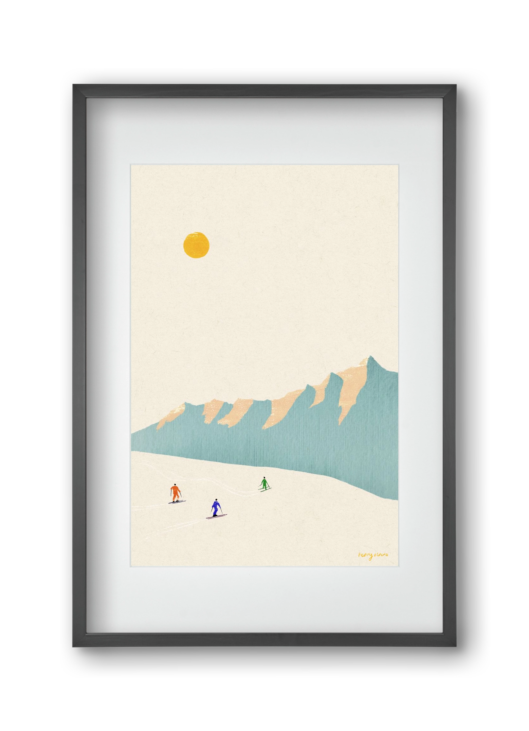 Happy skiers, 30x45 cm (20x30 cm), Fekete keret, paszpartuval