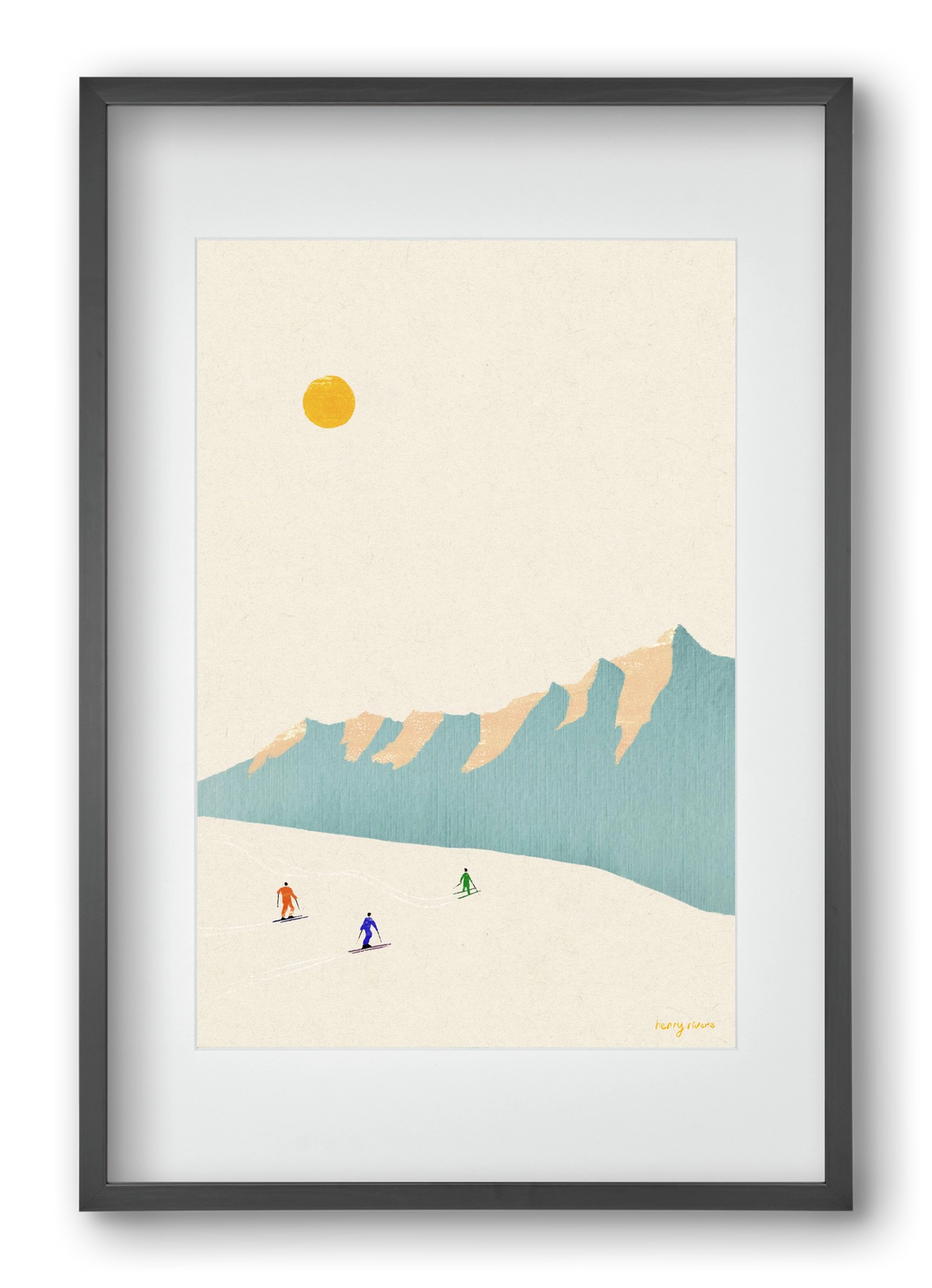 Happy skiers, 40x60 cm (30x45 cm), Fekete keret, paszpartuval