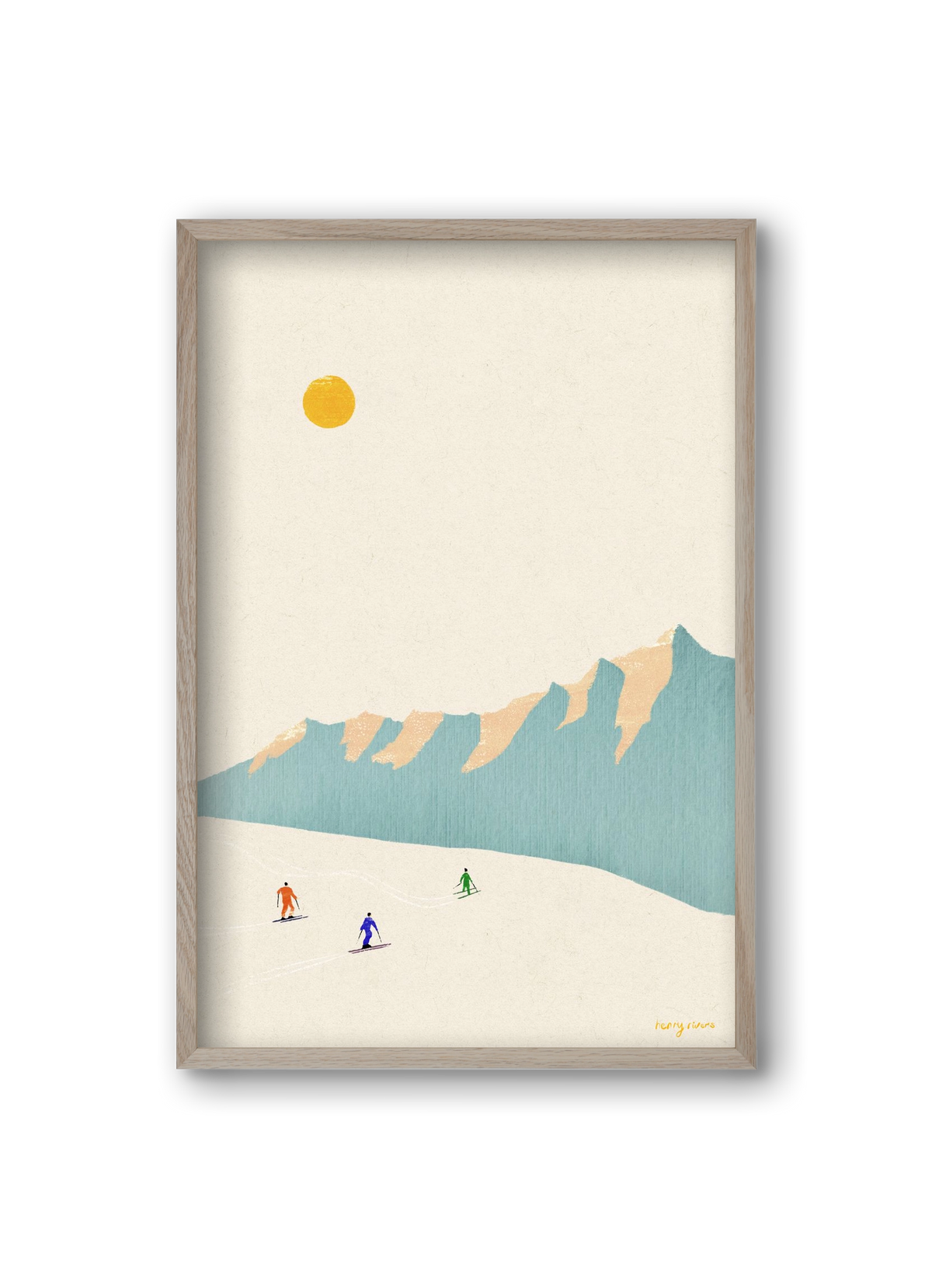 Happy skiers, 20x30 cm (20x30 cm), Tölgy keret