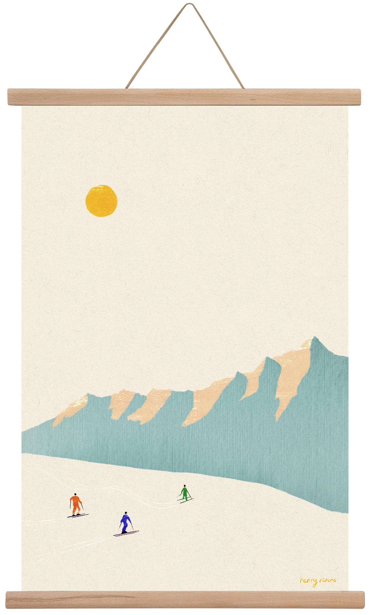 Happy skiers, 40x60 cm (40x60 cm), Tölgy akasztó