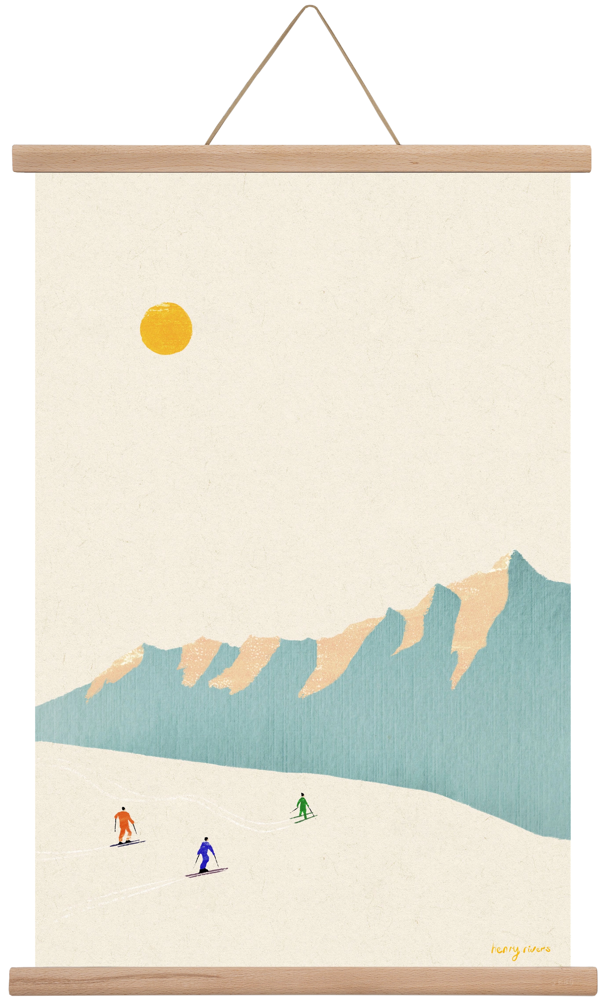 Happy skiers, 40x60 cm (40x60 cm), Tölgy akasztó