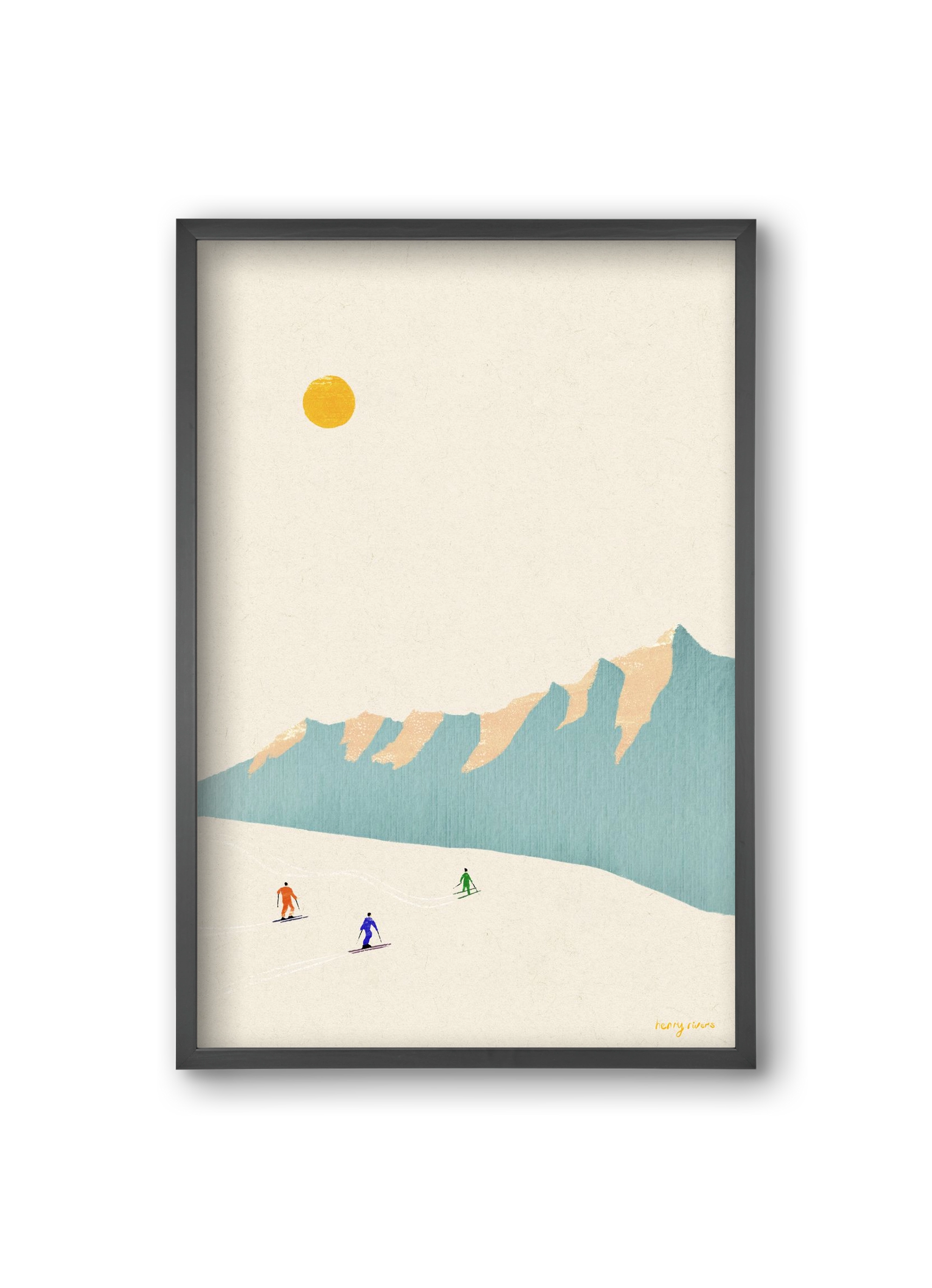 Happy skiers, 20x30 cm (20x30 cm), Fekete keret