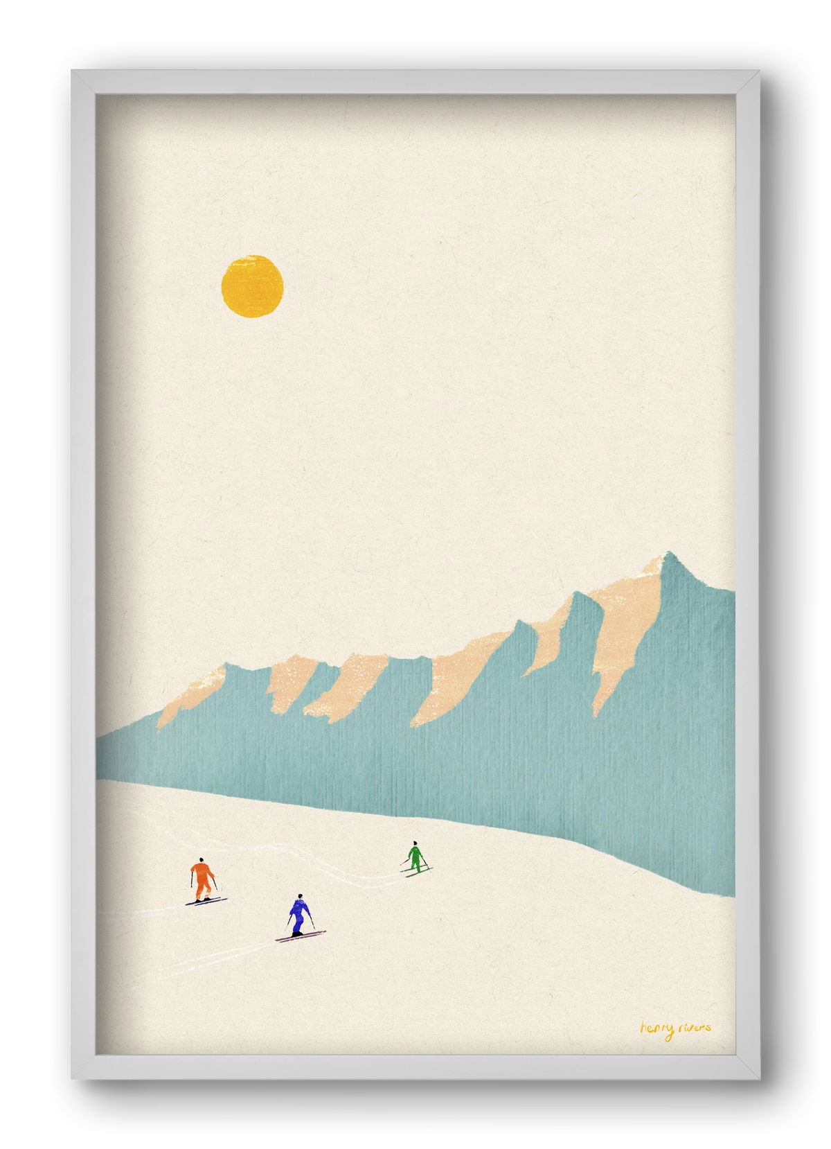 Happy skiers, 40x60 cm (40x60 cm), Fehér keret