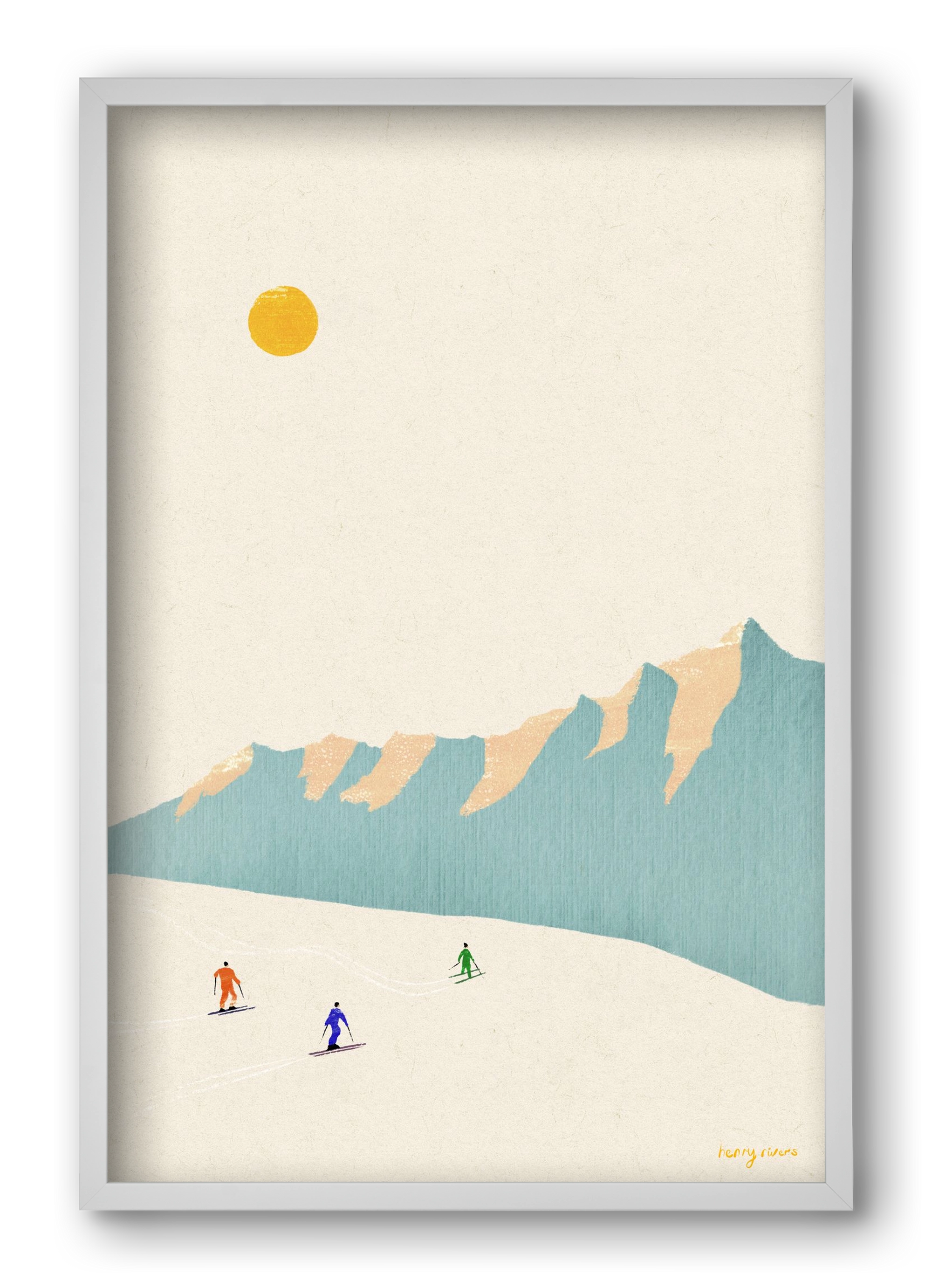 Happy skiers, 40x60 cm (40x60 cm), Fehér keret