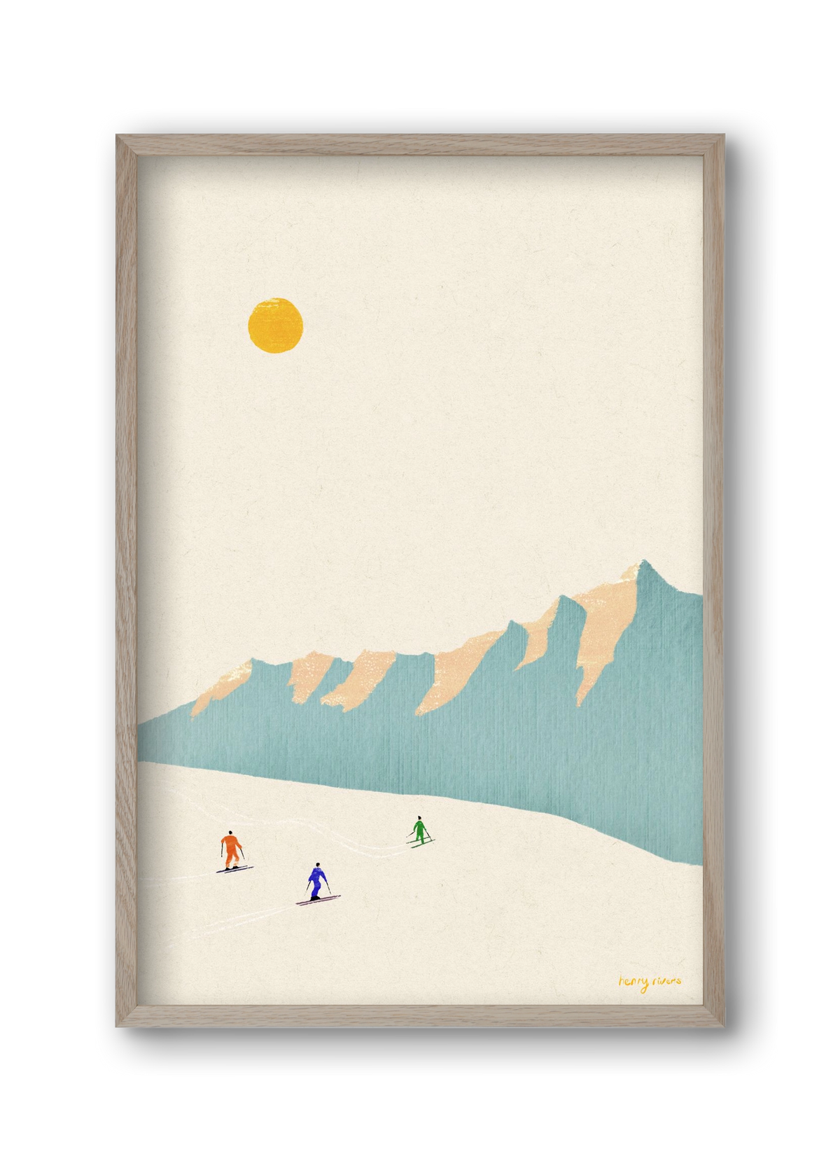 Happy skiers, 30x45 cm (30x45 cm), Tölgy keret