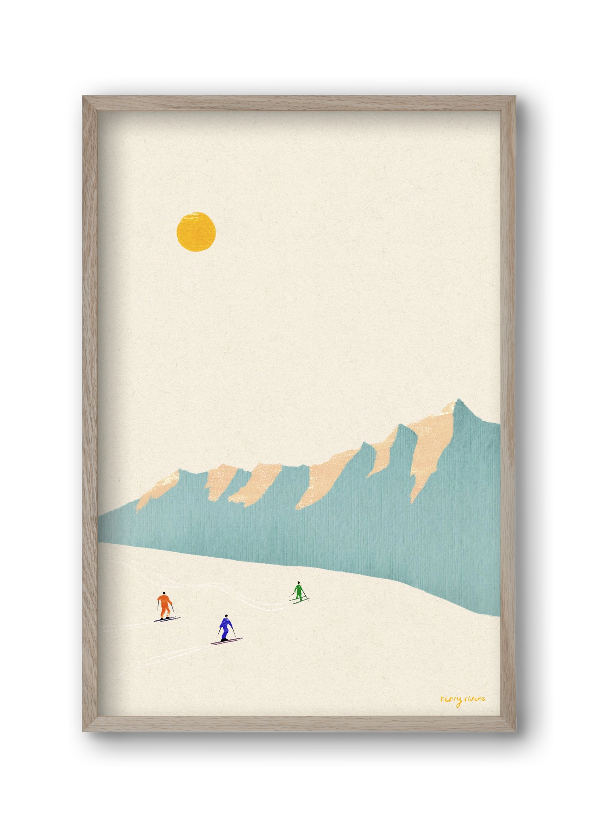 Happy skiers, 30x45 cm (30x45 cm), Tölgy keret