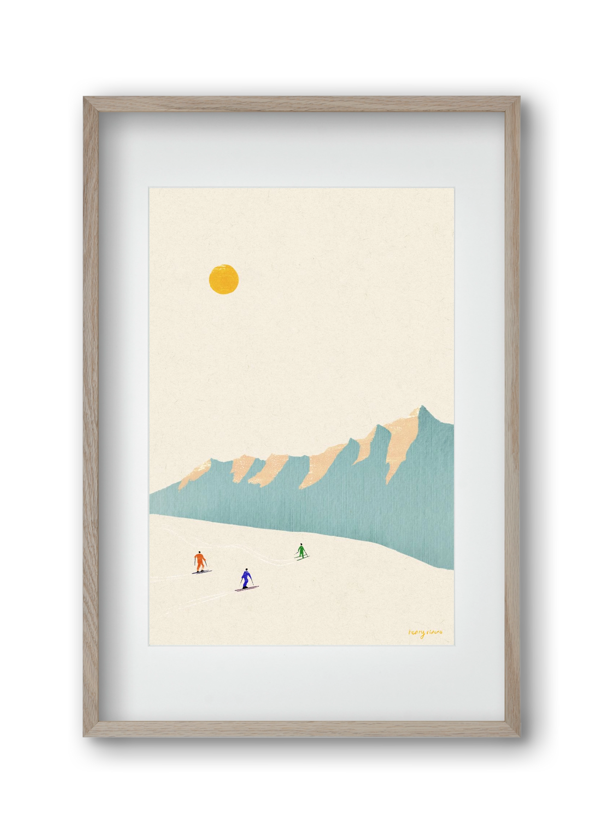 Happy skiers, 30x45 cm (20x30 cm), Tölgy keret, paszpartuval