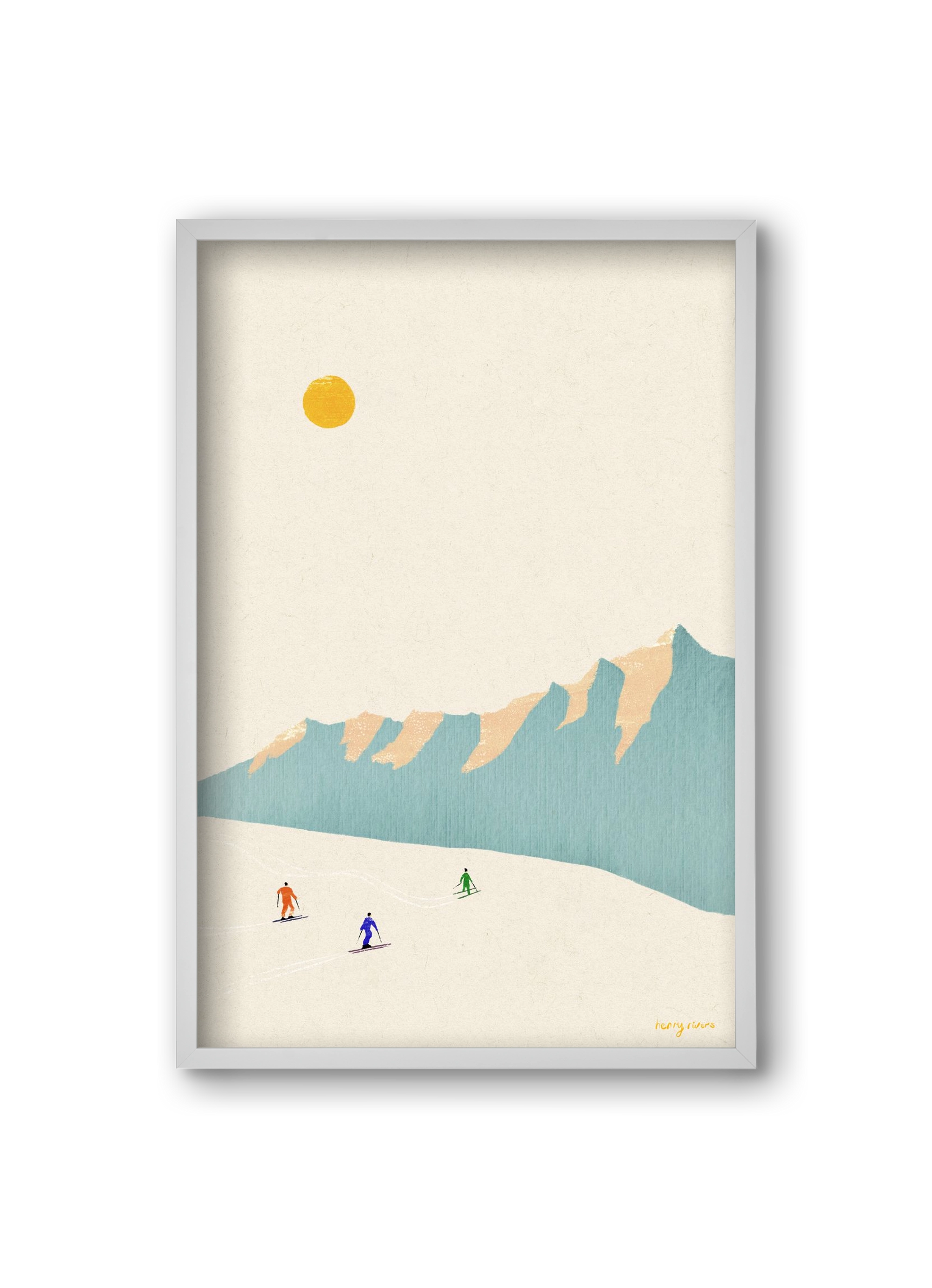 Happy skiers, 20x30 cm (20x30 cm), Fehér keret