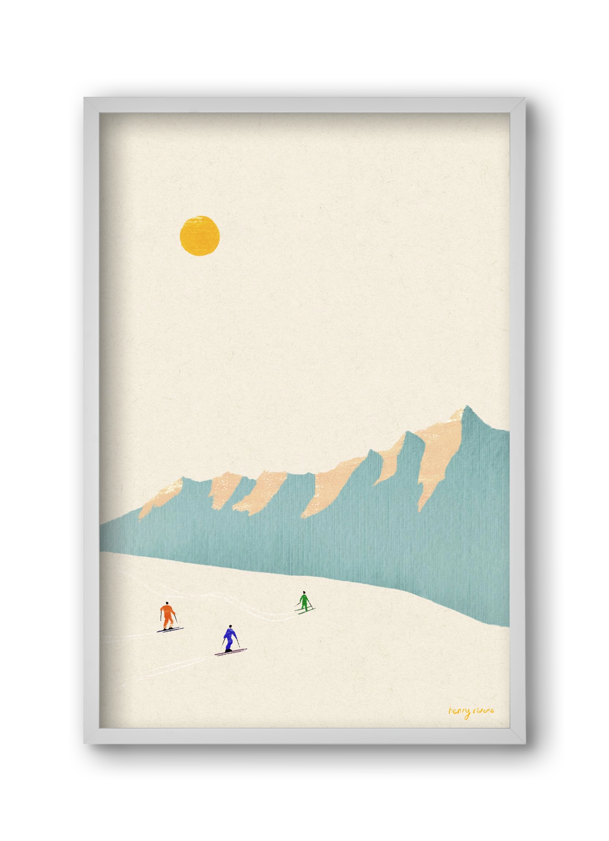 Happy skiers, 30x45 cm (30x45 cm), Fehér keret