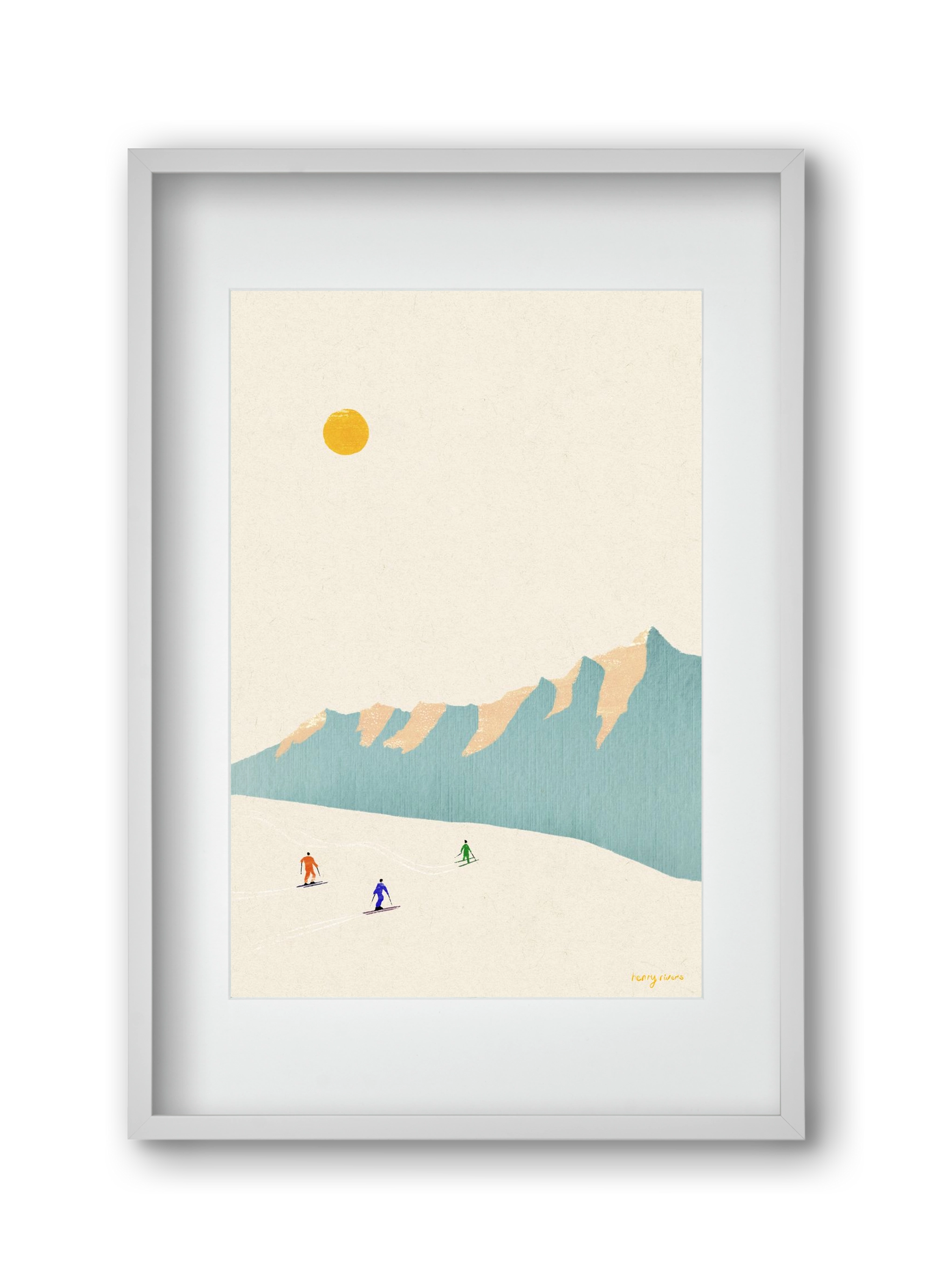 Happy skiers, 30x45 cm (20x30 cm), Fehér keret, paszpartuval