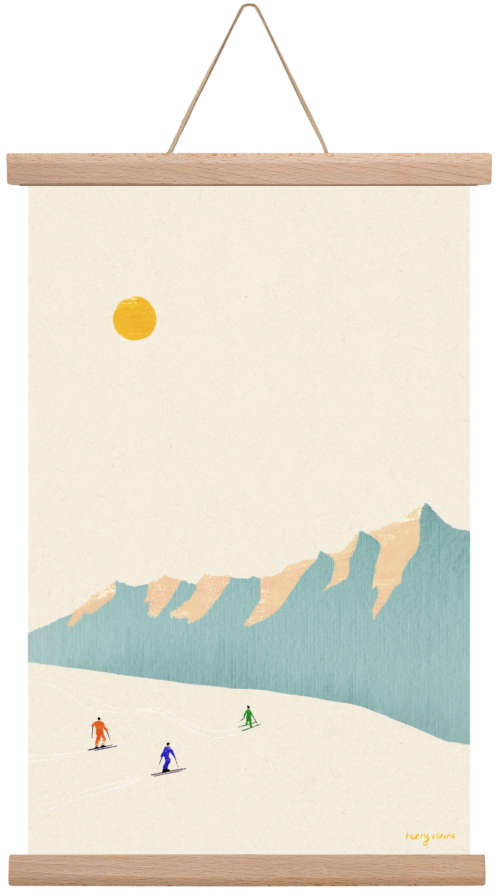 Happy skiers, 30x45 cm (30x45 cm), Tölgy akasztó