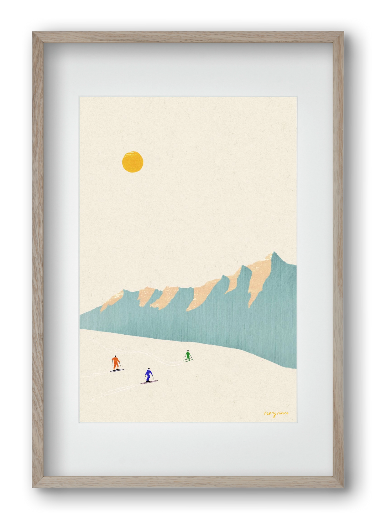 Happy skiers, 40x60 cm (30x45 cm), Tölgy keret, paszpartuval