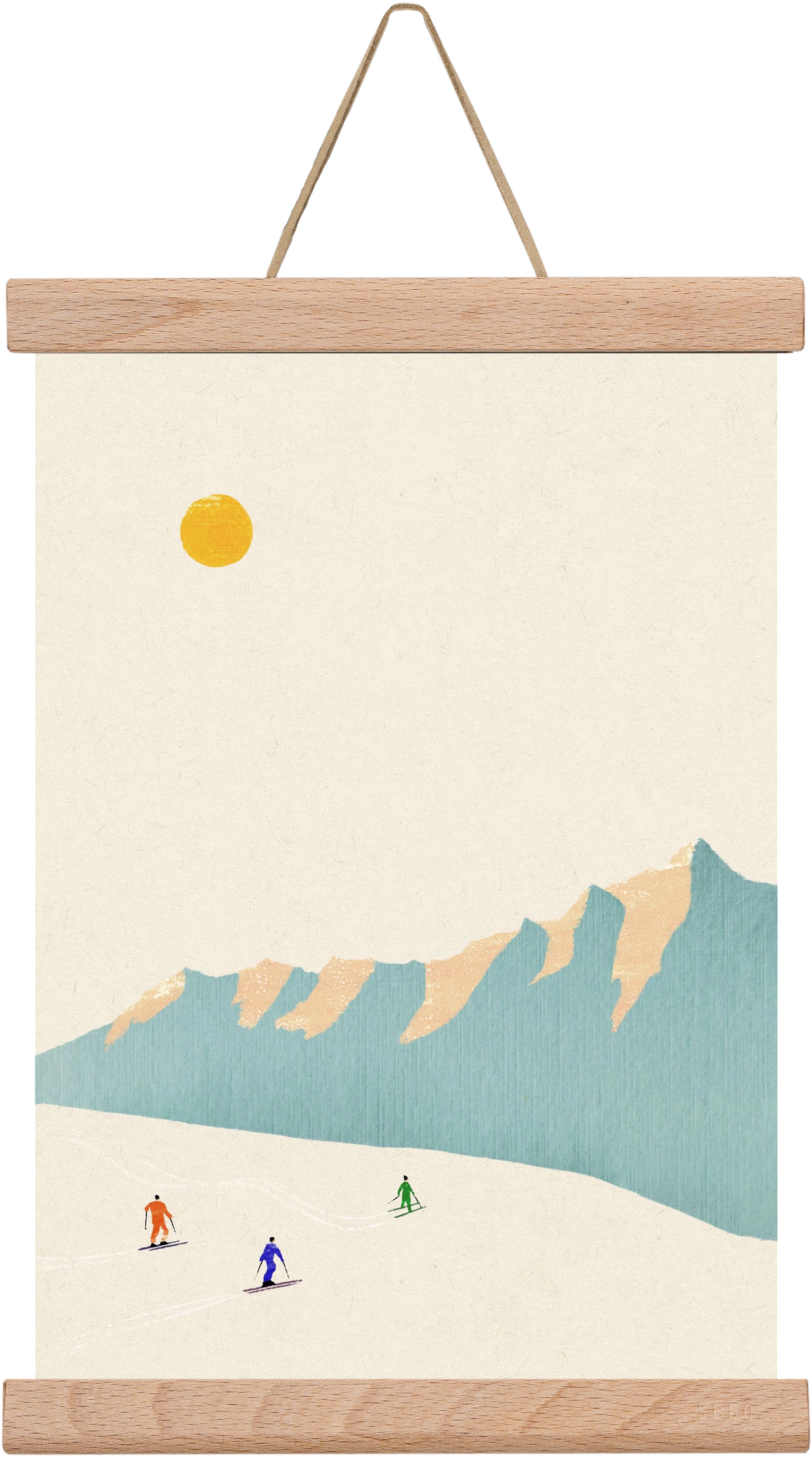 Happy skiers, 20x30 cm (20x30 cm), Tölgy akasztó