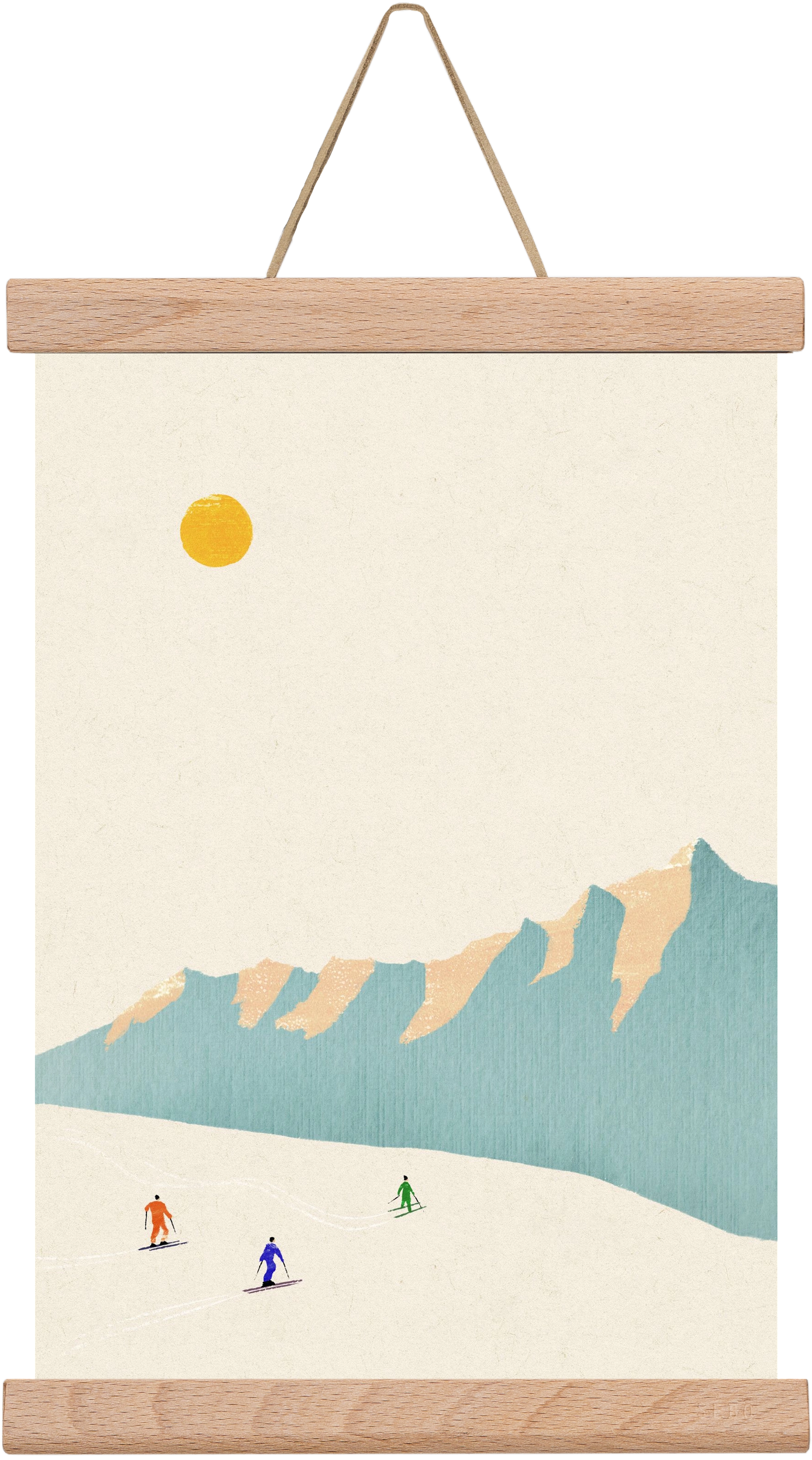 Happy skiers, 20x30 cm (20x30 cm), Tölgy akasztó