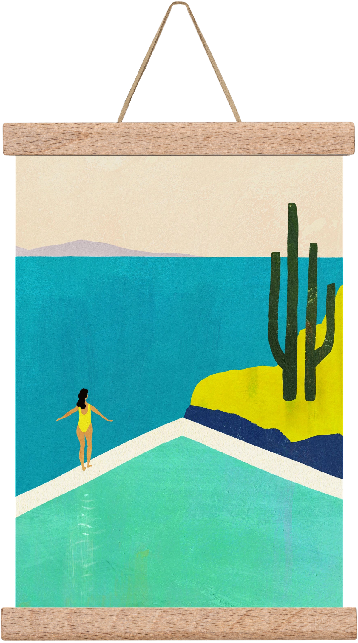 Swimming Pool II, 20x30 cm (20x30 cm), Tölgy akasztó