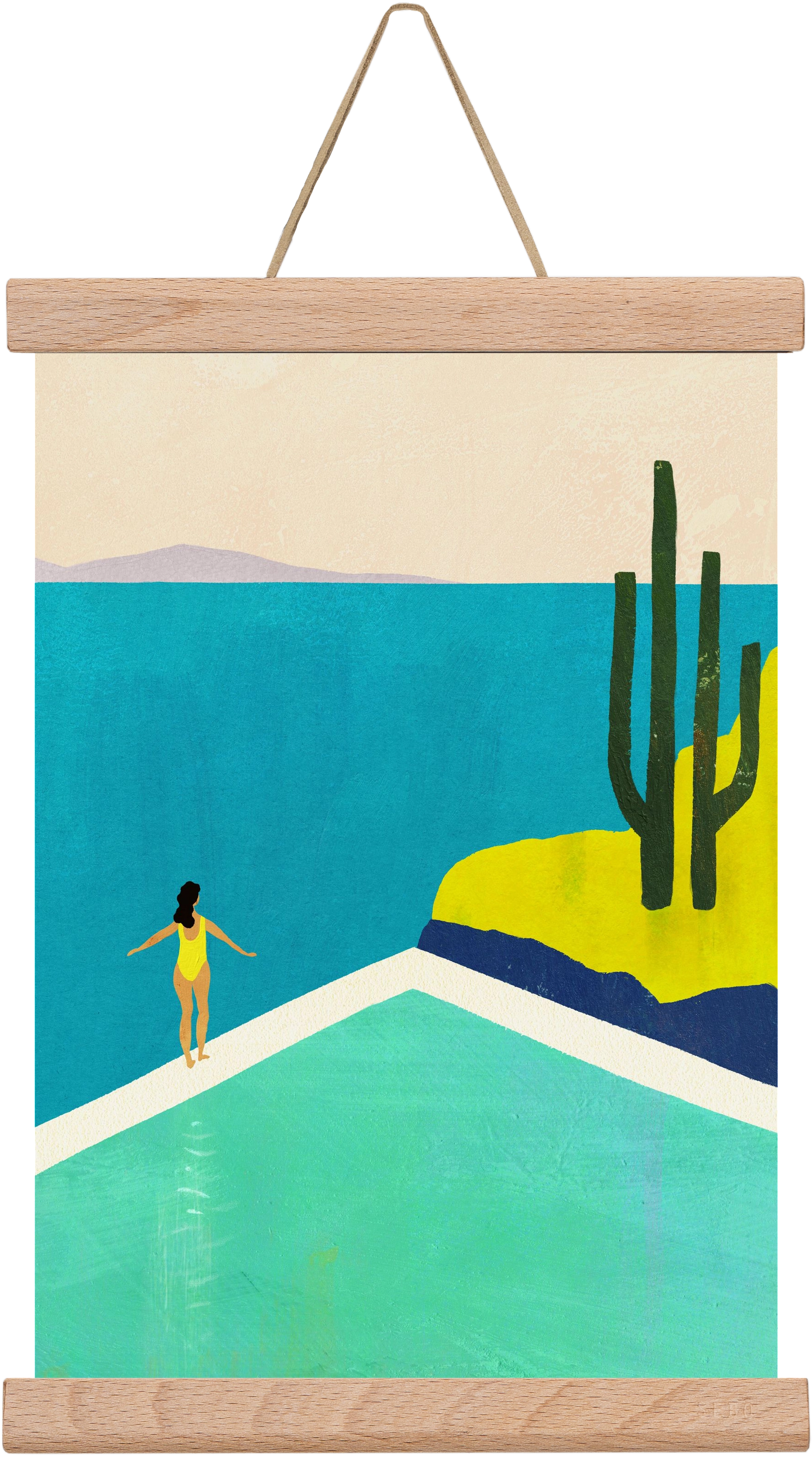 Swimming Pool II, 20x30 cm (20x30 cm), Tölgy akasztó