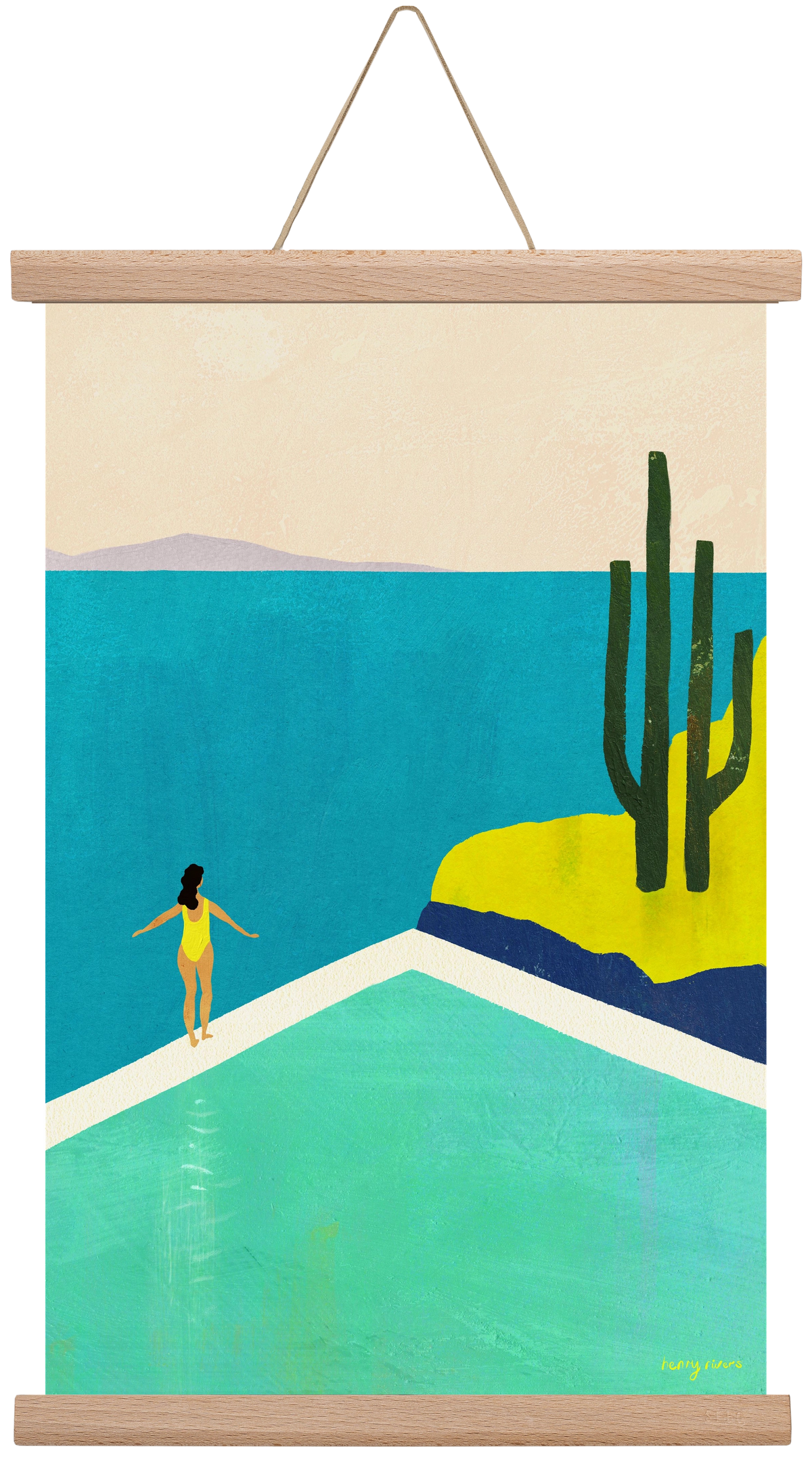 Swimming Pool II, 30x45 cm (30x45 cm), Tölgy akasztó