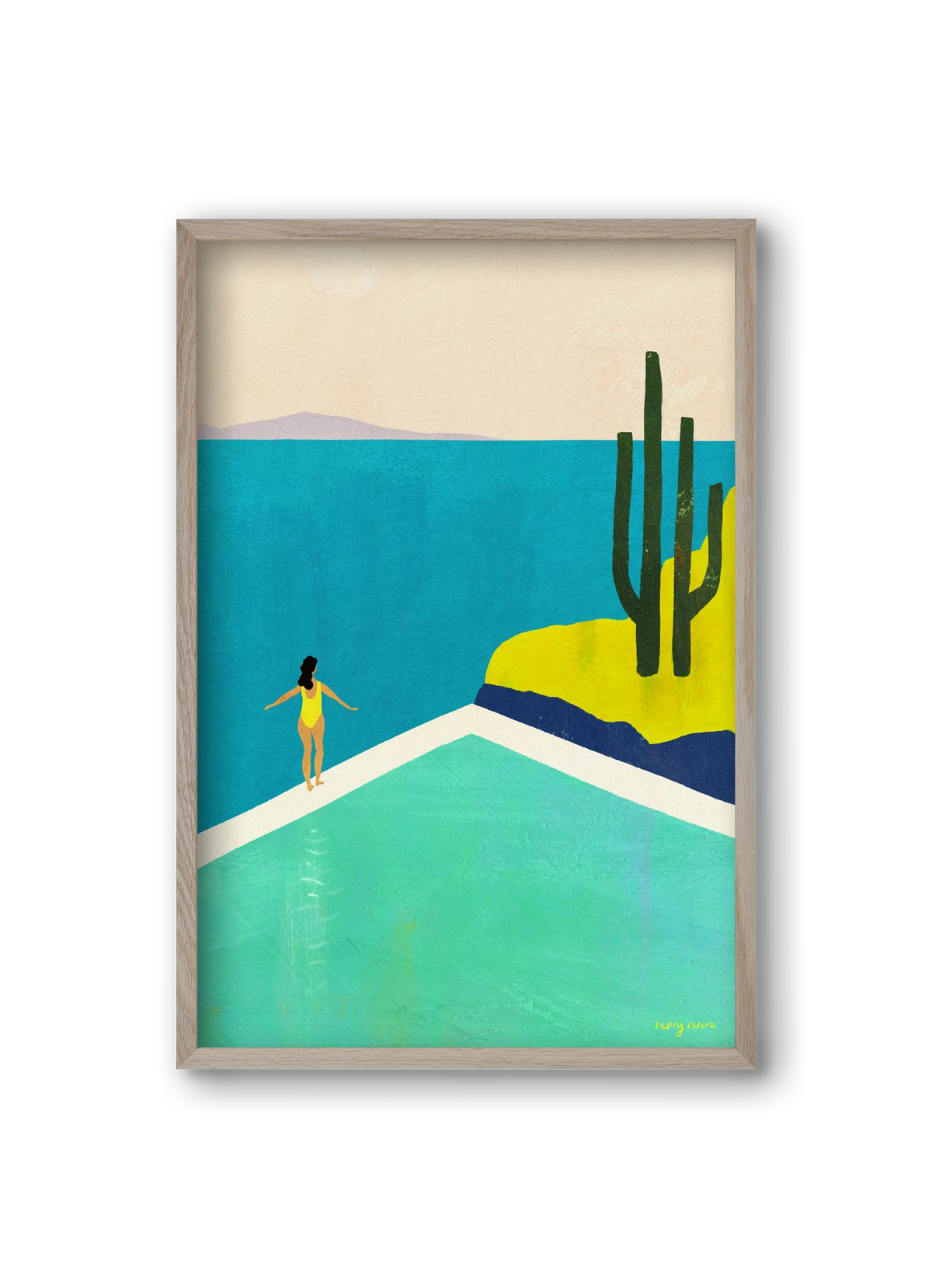 Swimming Pool II, 20x30 cm (20x30 cm), Tölgy keret