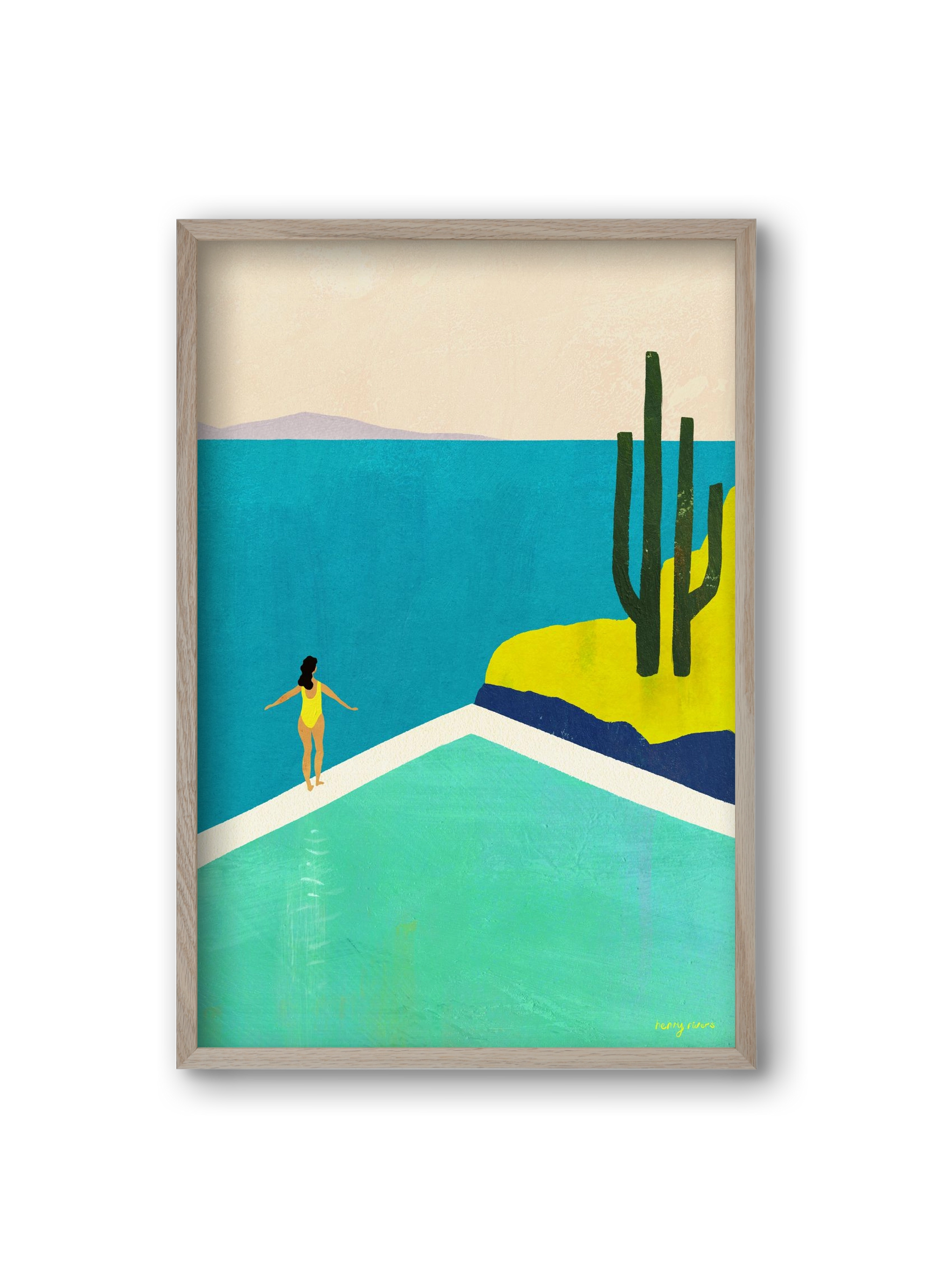 Swimming Pool II, 20x30 cm (20x30 cm), Tölgy keret