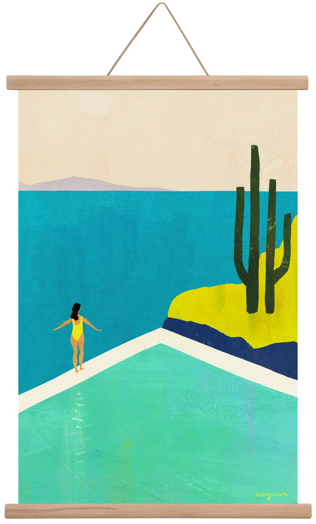 Swimming Pool II, 40x60 cm (40x60 cm), Tölgy akasztó