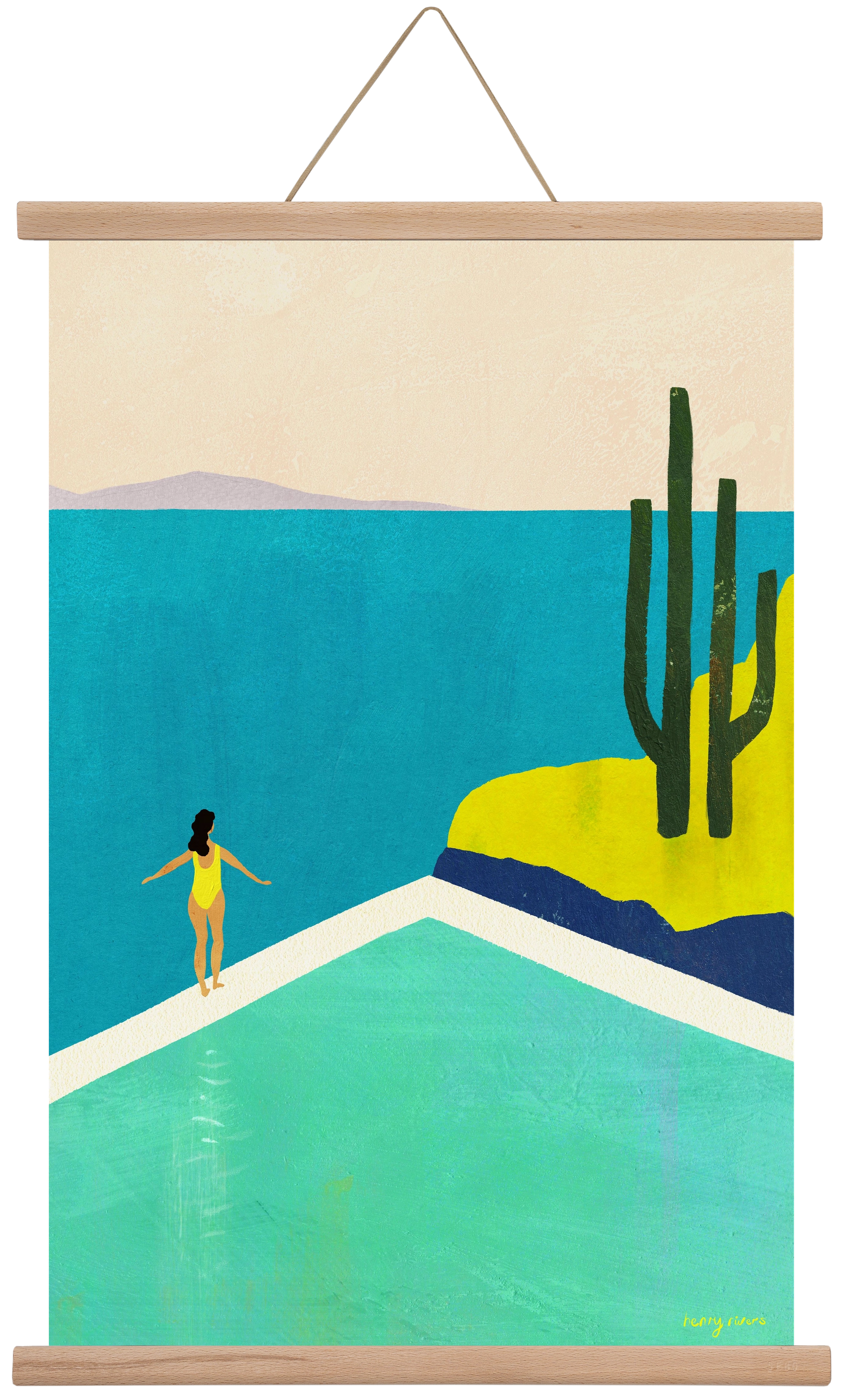 Swimming Pool II, 40x60 cm (40x60 cm), Tölgy akasztó