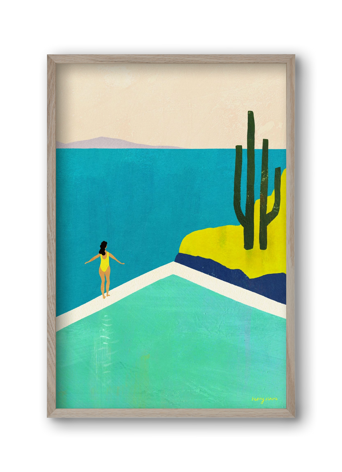 Swimming Pool II, 30x45 cm (30x45 cm), Tölgy keret