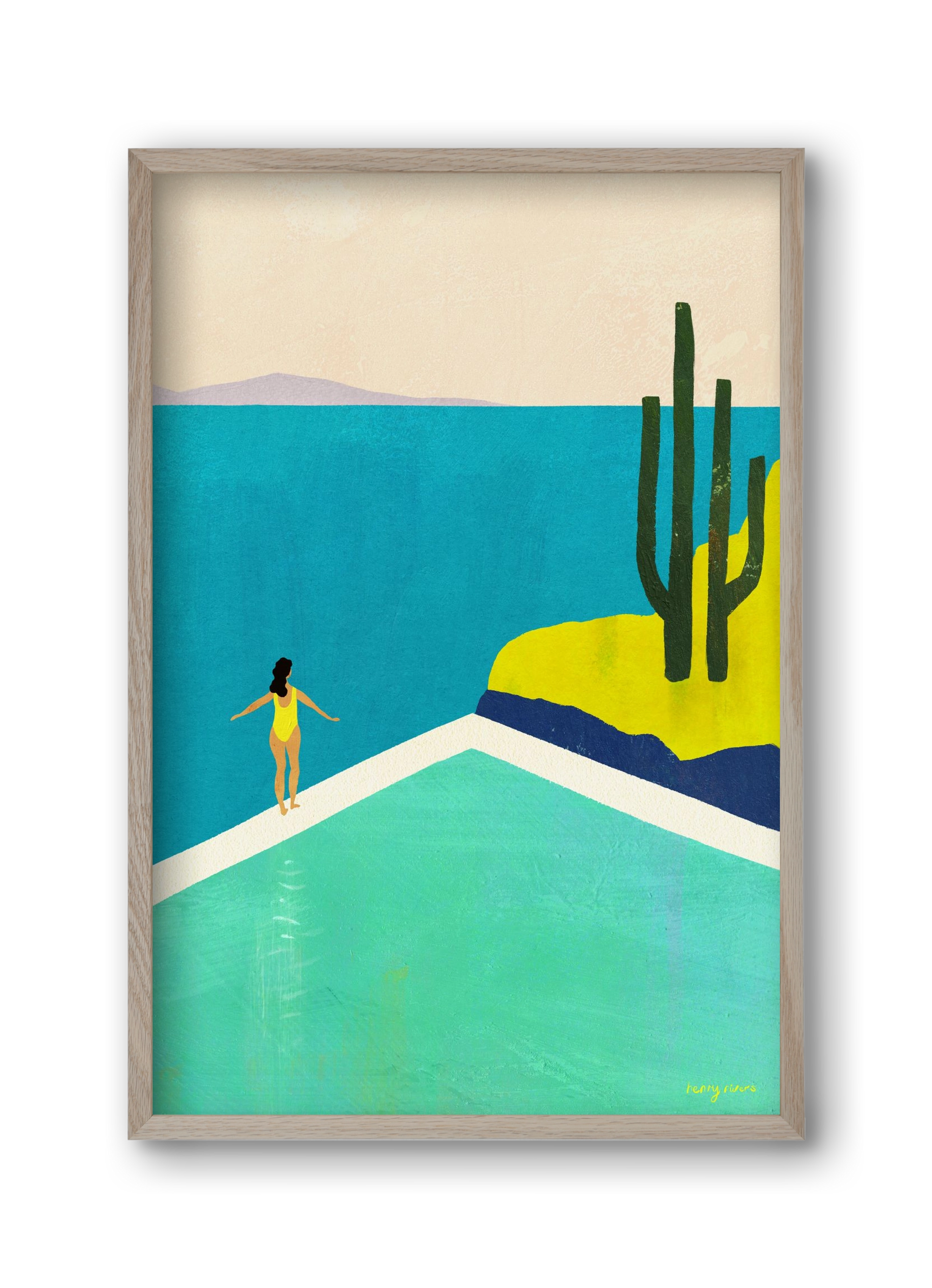 Swimming Pool II, 30x45 cm (30x45 cm), Tölgy keret