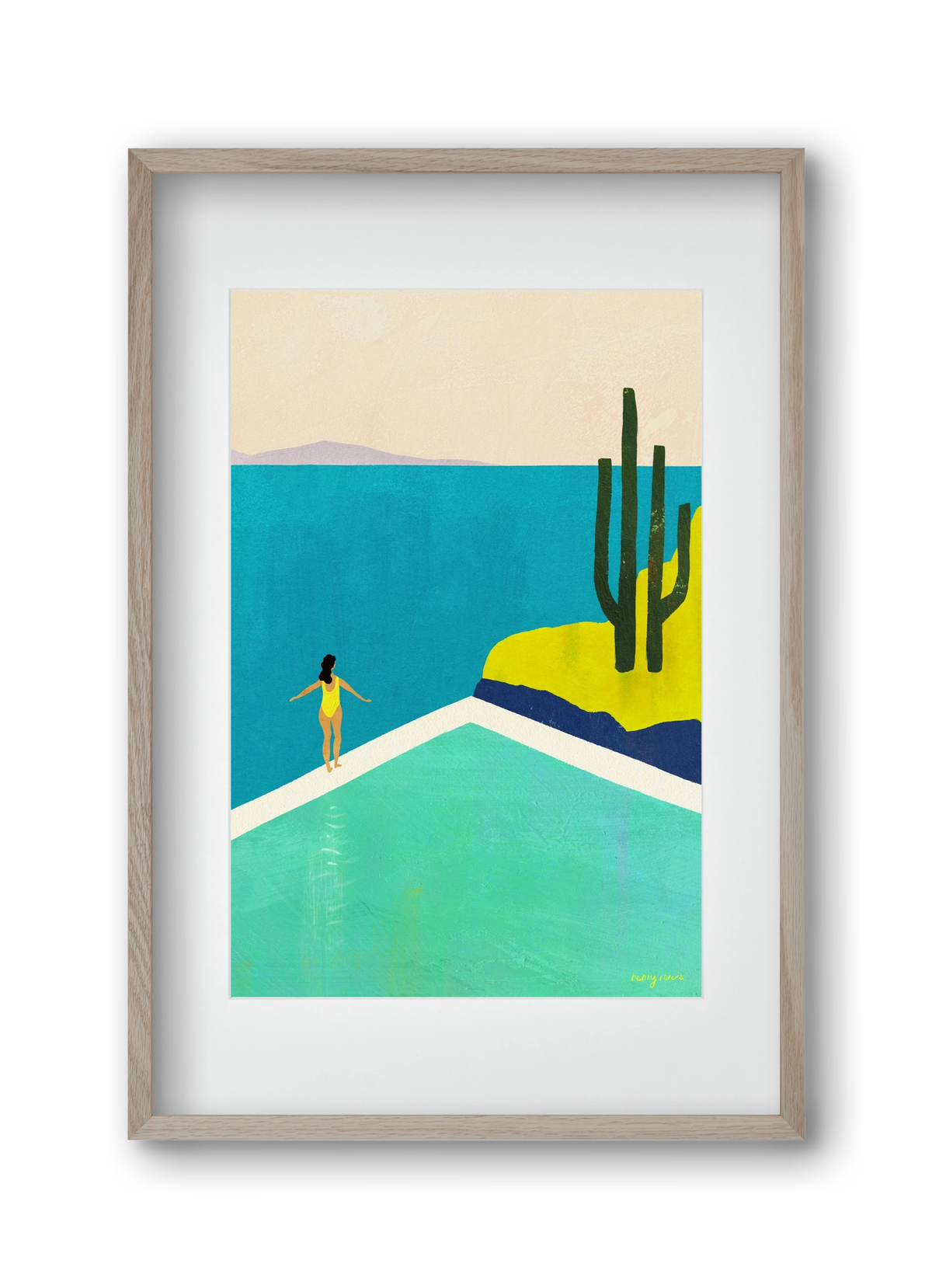 Swimming Pool II, 30x45 cm (20x30 cm), Tölgy keret, paszpartuval